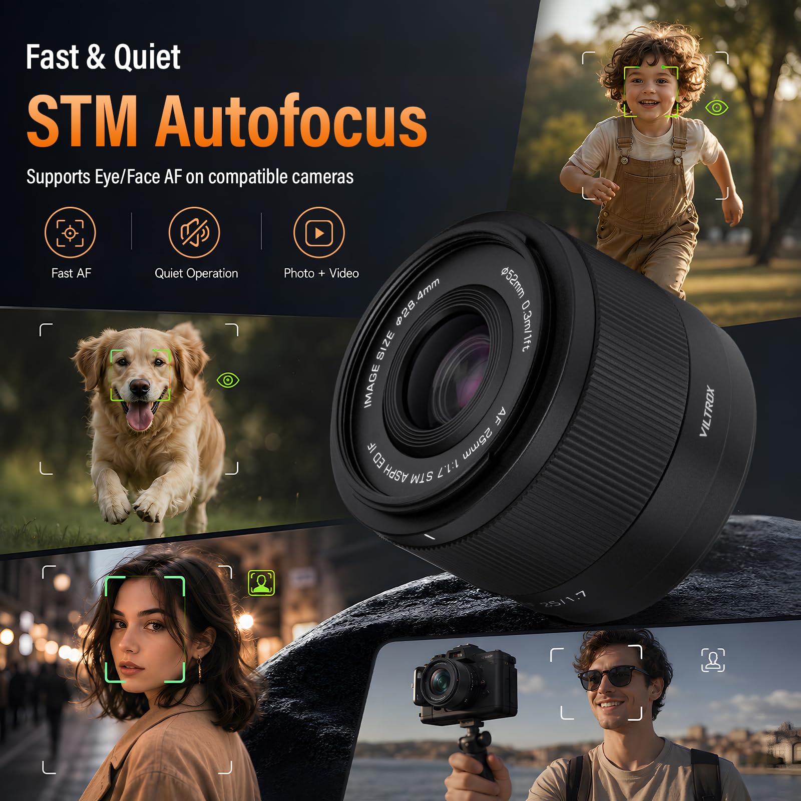 VILTROX 25mm F1.7 Air FE Obiettivo per Sony Automatica Fotocamere Lenti Attacco E Standard con Ampia Apertura APS-C Lenses Compatibile con i Modelli Sony a6000 a6100 a6300 a6400 a6500 a6600 A6700