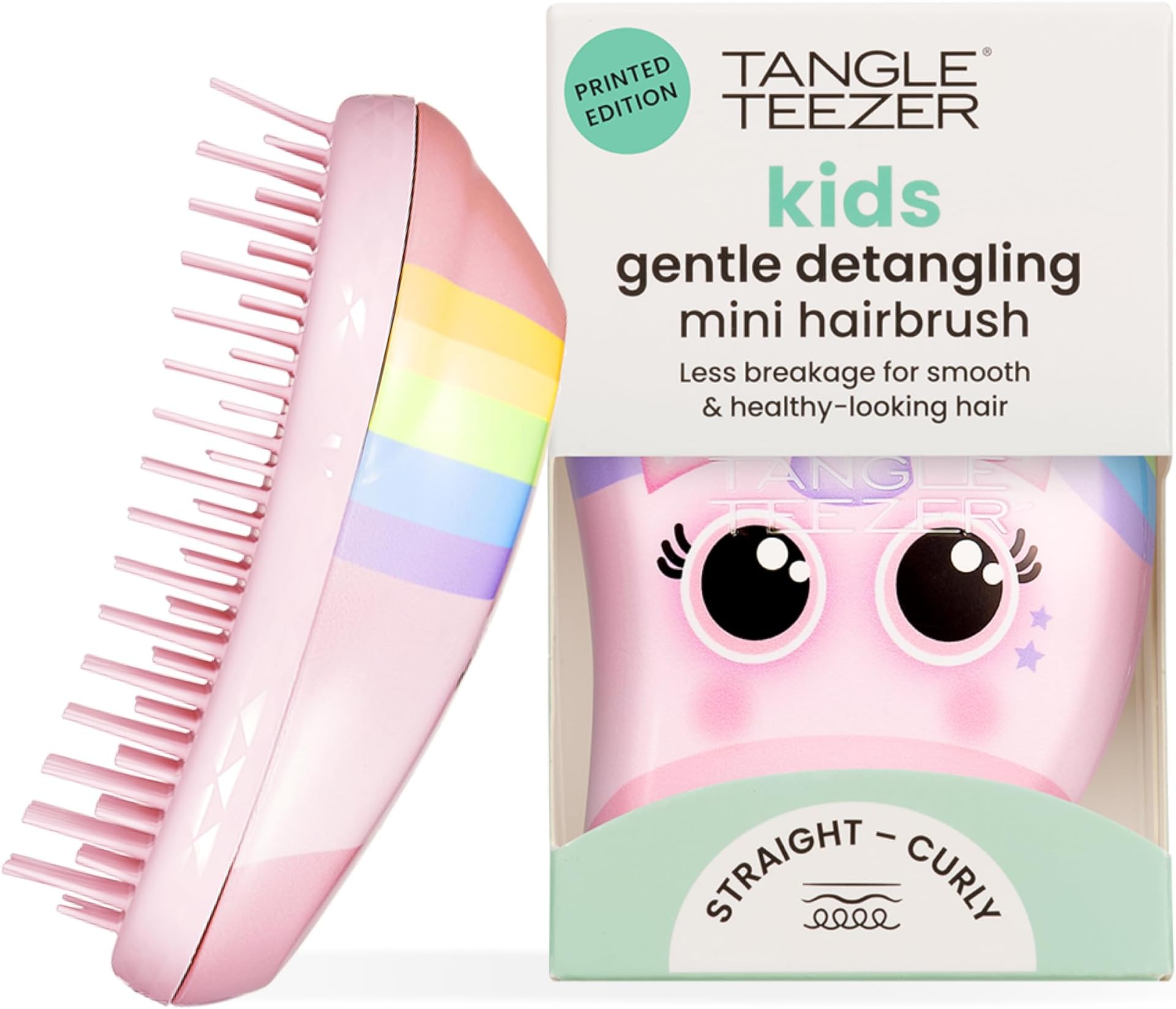 Mini Original Hairbrush - For Wet & Dry Hair - Detangling Brush for All Hair Types - Perfect Brush For Kids & Travel - Rainbow the Unicorn