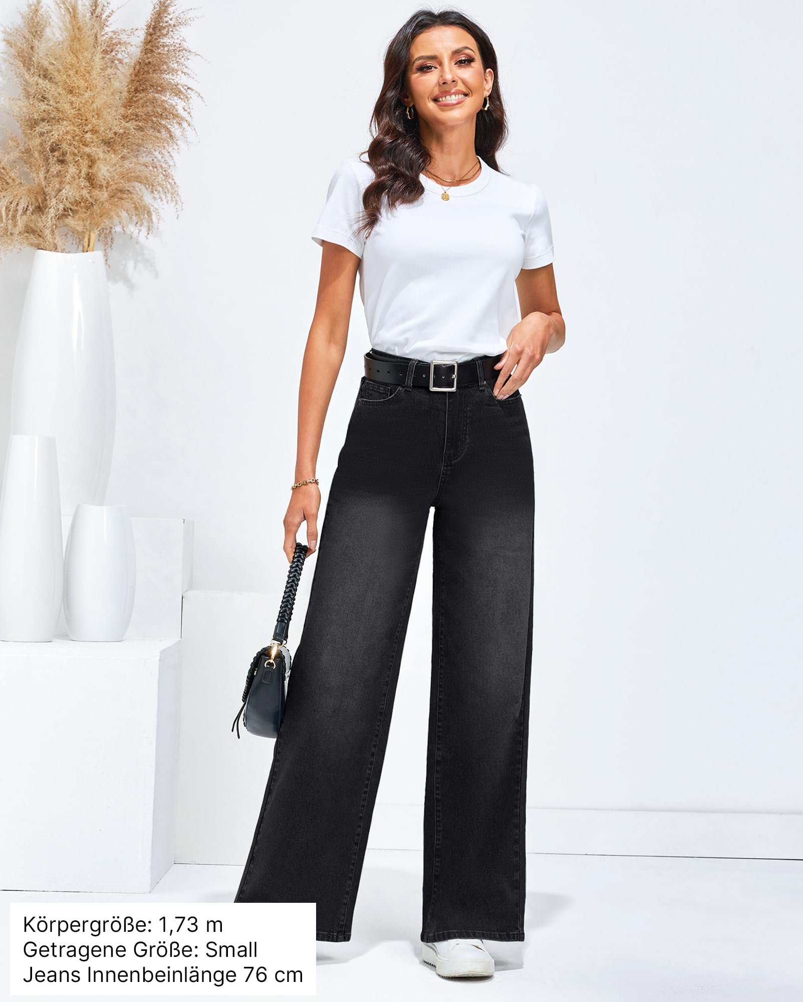 Vetinee Wide Leg Jeans Straight Jean Femme