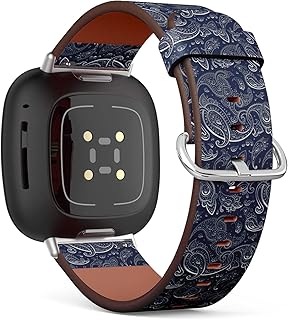 CJBROES Replacement Leather Watch Band, Compatible with Fitbit Versa 3 and Fitbit Sense of Wristband Bracelet Accessory - Paisley