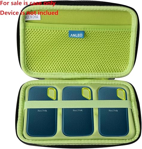 Vista 18 de Anleo Estuche rígido de viaje para SanDisk 500GB / 250GB / 1TB / 2TB Extreme Portable SSD (azul cielo, funda para 3 discos duros)