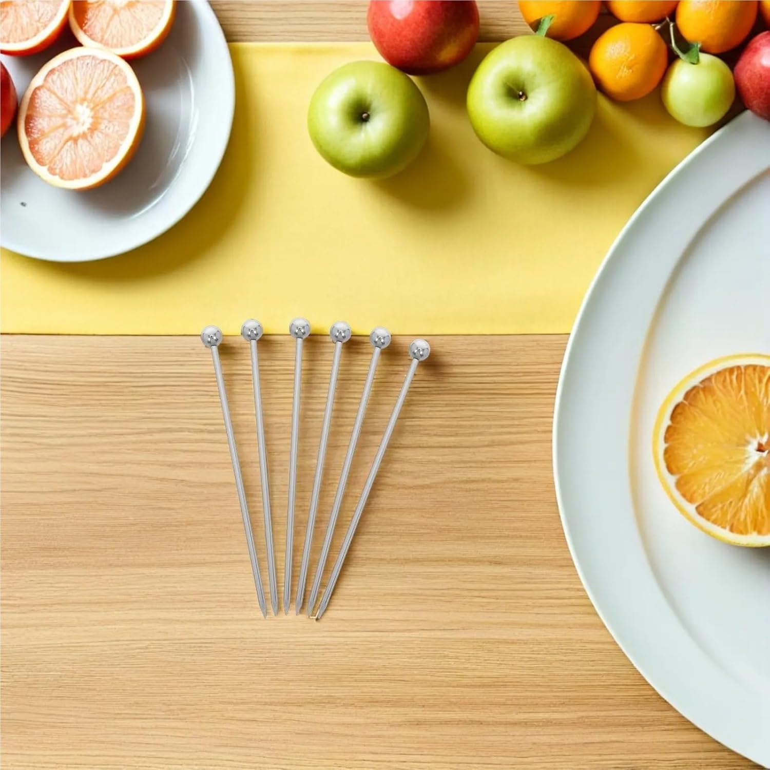 50Pcs Stainless Steel Cocktail Picks Decorative Metal Appetizer Skewers Bar Tools Drink Garnish Toothpicks