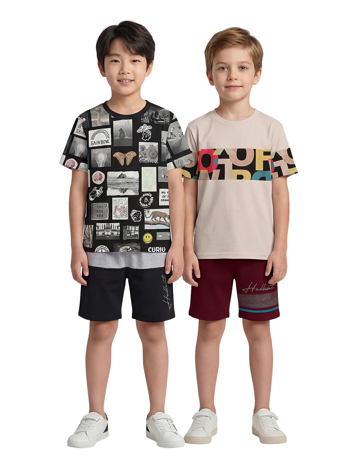 HELLCAT Printed T Shirt & Shorts Clothing Set for Boys | Kids Dress Boy Cord Set | Kids Wear for Boys 3-16 Years | Pack of 1__