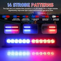 Dinfu 12" LED Figyelmeztető Fénysor - Kék-Piros Villogó Vészjelző Lámpa 14 Üzemmóddal - Autó, Teherautó, Traktor Kompatibilis - 12V Szivargy 4