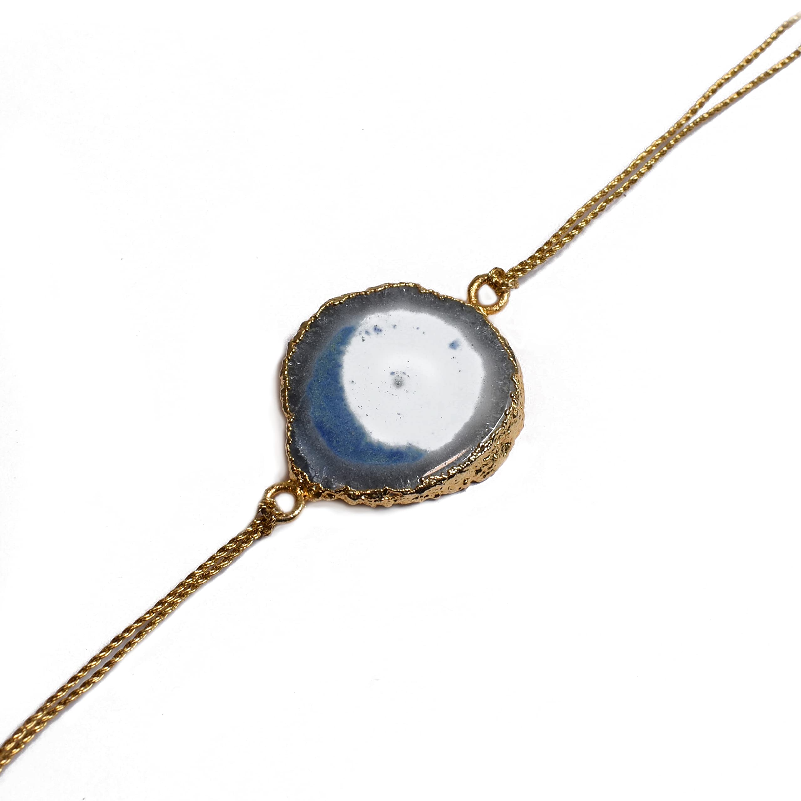 Maureen Gold Plated Solar Agate Rakhi with Golden Thread | Natural Solar Agate Rakhi for Bhai | Solar Agate Rakhi for Brother (D-30)