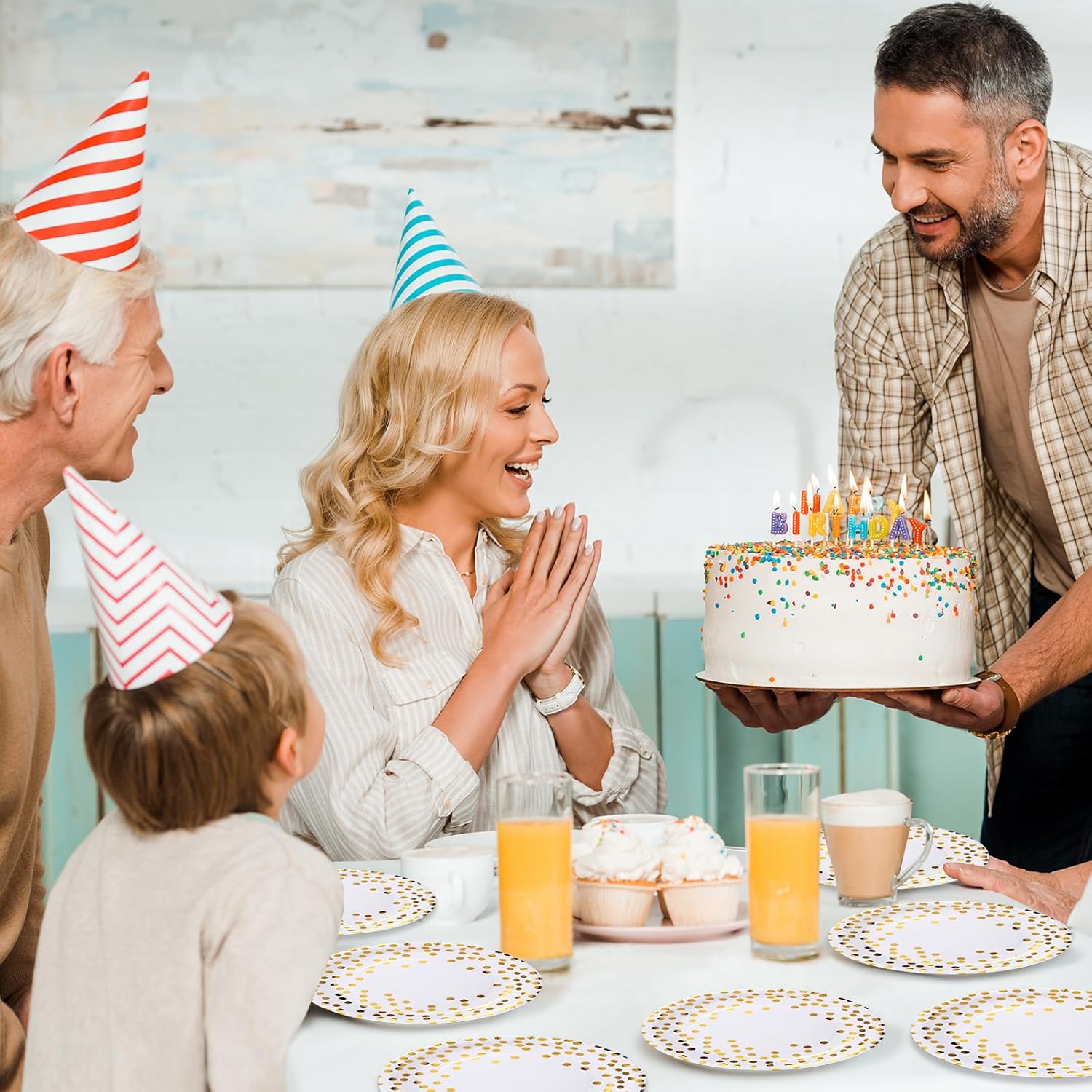 White and Gold Party Supplies, 50 Pack Gold Dot Paper Plates 7 Inches Disposable Dessert Paper Plates Party Supplies for Birthday Graduation Wedding Baby Shower Christmas - Image 6