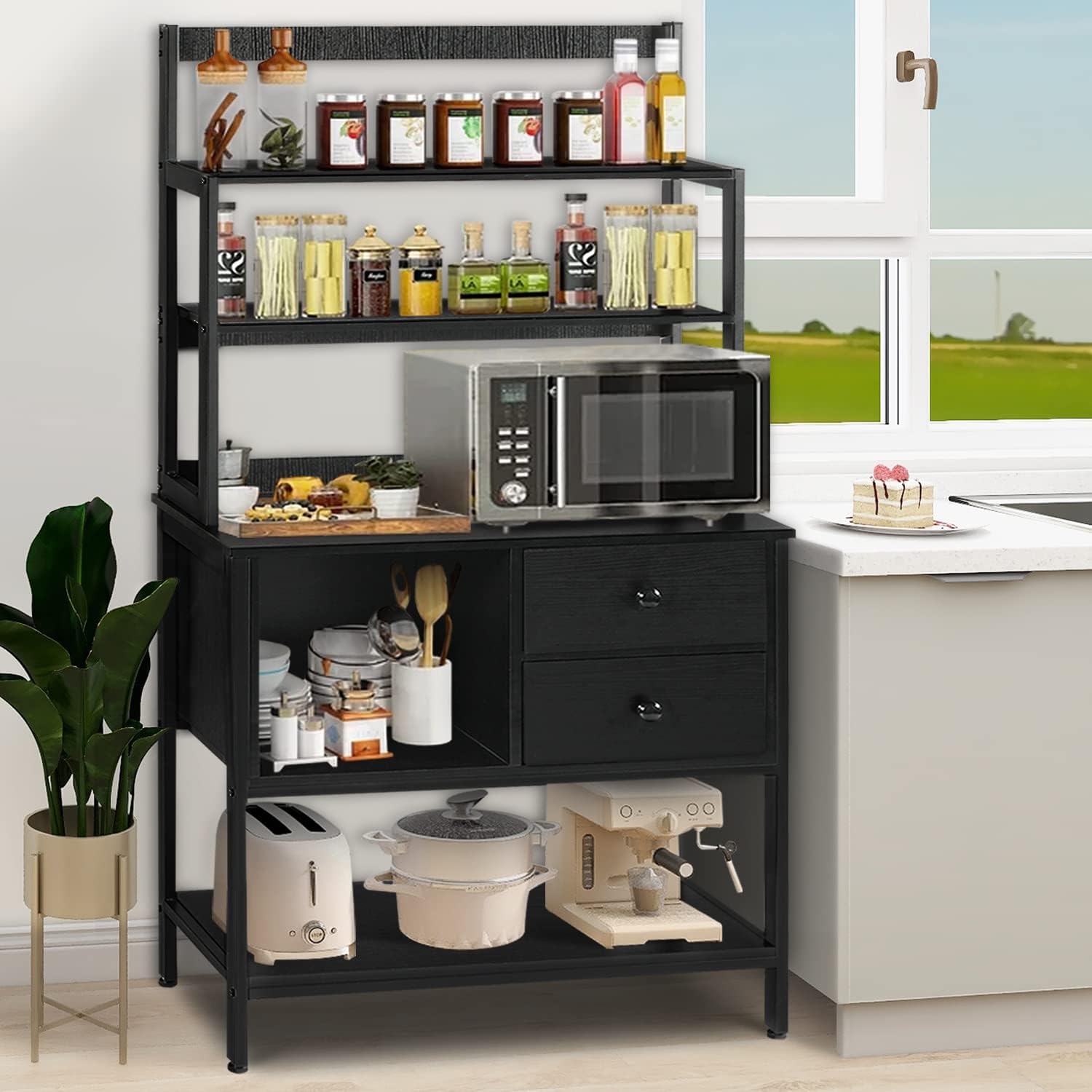 Rotihom Bakers Rack, Industrial Microwave Oven Stand with