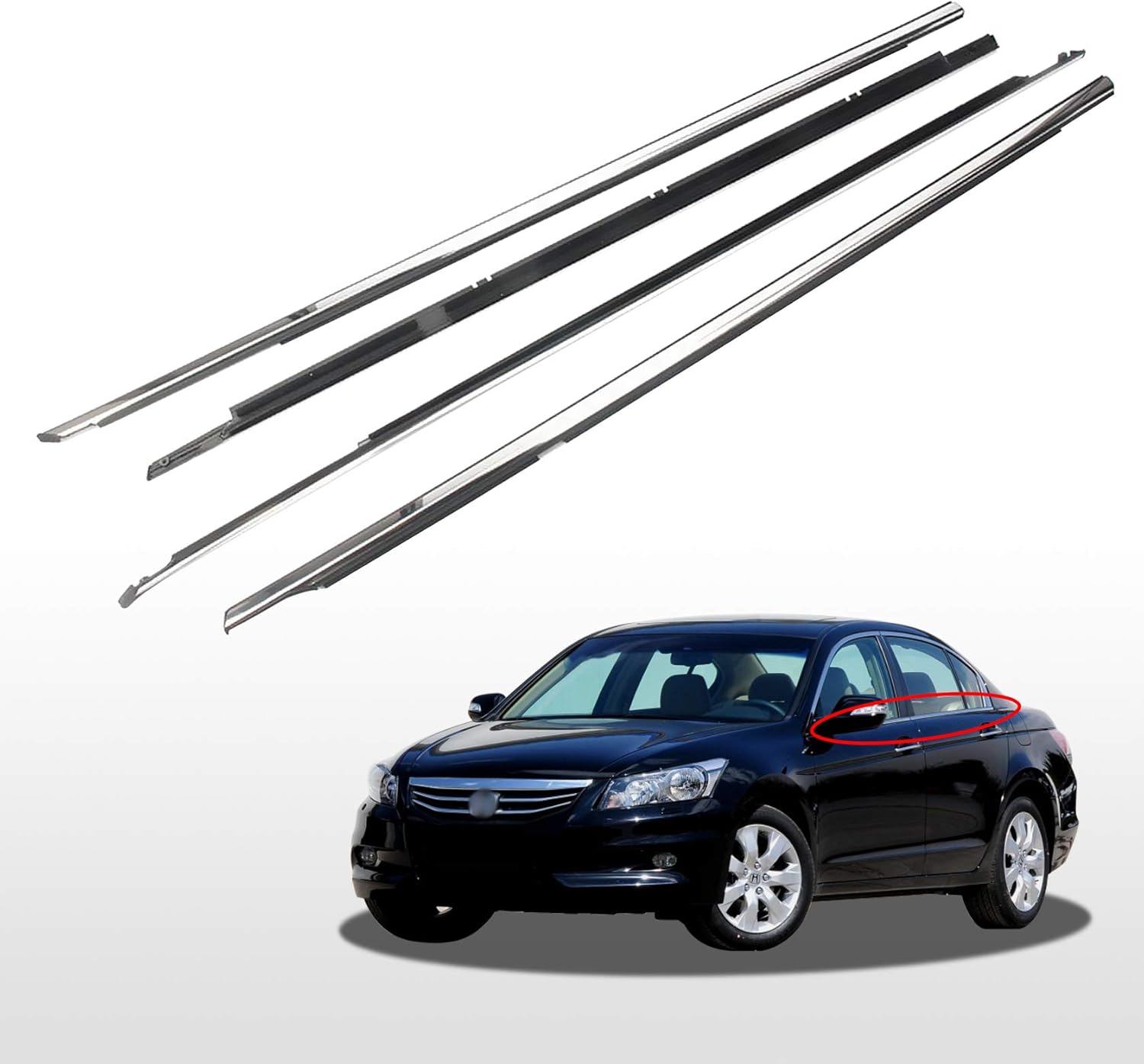 Toryea 4PCS Car Window Molding Trim Chrome Weatherstrip Seal Compatible with Honda