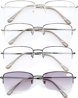 CessBlu Reading Glasses 4 Pairs Half-rim Reader Eyeglasses for Men Women Reading