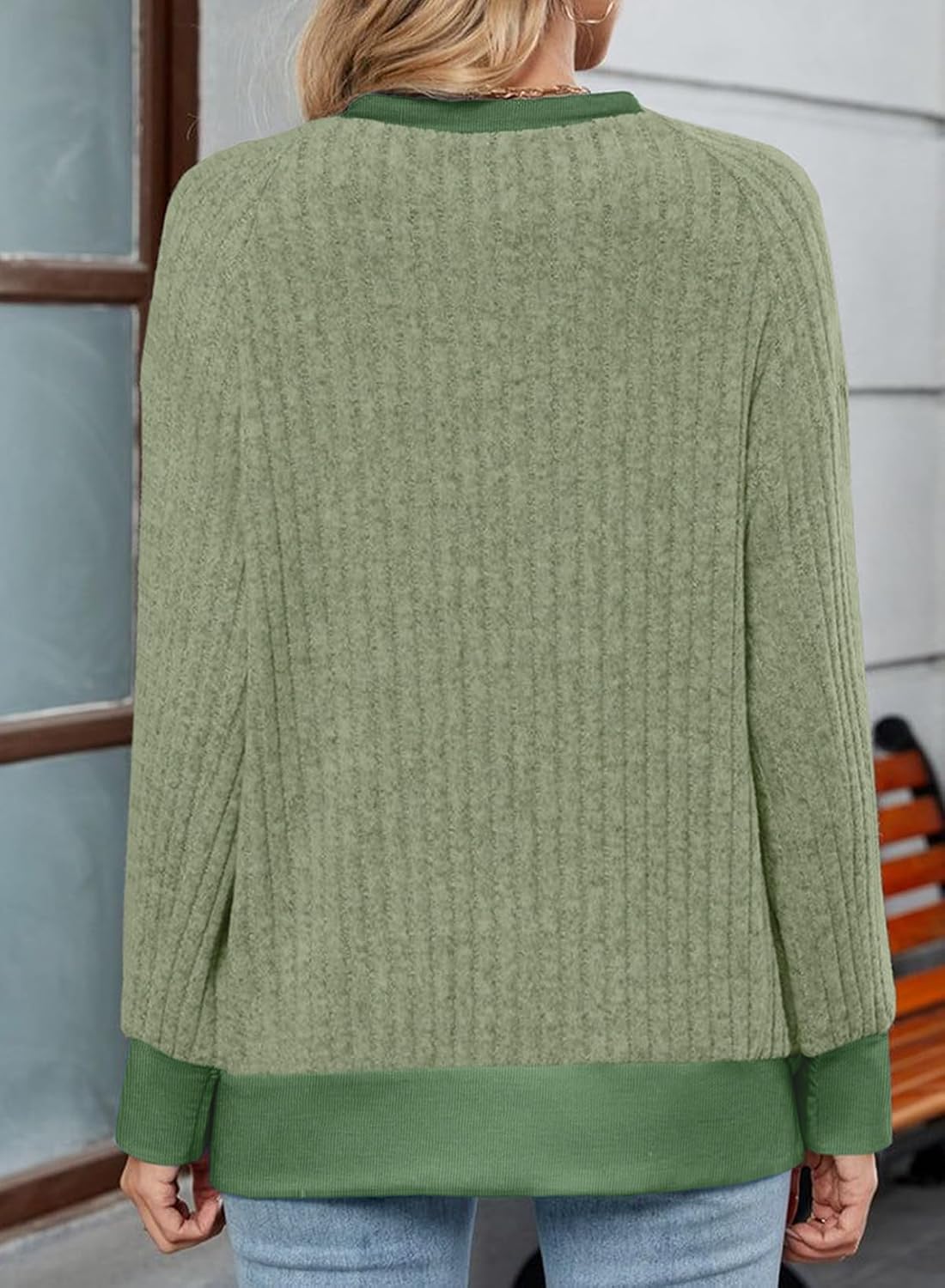 SHEWIN Women Color Block Patchwork Sweatshirt 2025 Fall Pullover Oversized Tops - Image 4