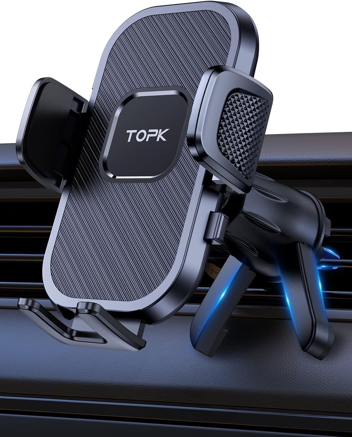 TOPK Car Phone Holder, Phone Holder for Cars Air Vent Car Phone Mount Cradle 360° Rotation - 2023 Upgraded Super Stable Hook Clip - One Button Release Mobile Phone Mount for iPhone Samsung