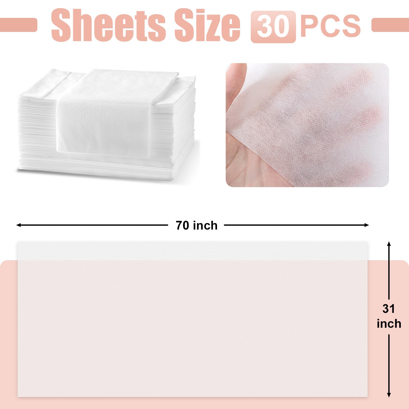 Juego de sábanas de spa desechables para mesa de masaje, 30 piezas, fundas de tela no tejida para salón de belleza, hoteles, 70 x 31 pulgadas