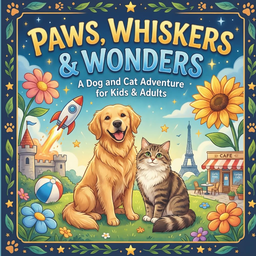 PAWS,WHISKERS & WONDERS -a dog and cat adventure: A coloring book with dogs and cats for kids and adults