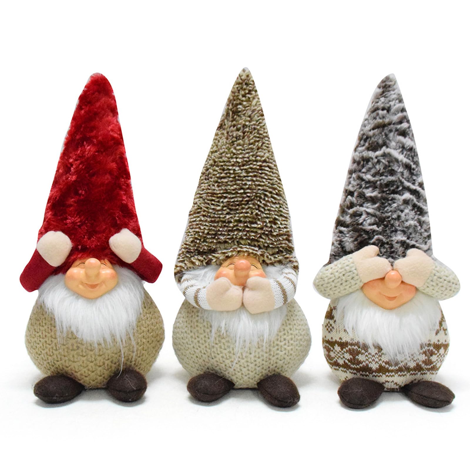 Kalttoy Of 3 Festival Season Ornament Christmas Gnomes Dolls Statues Tabletop Display Decoration Dwarf Desktop Accessory Festives Tabletop Ornament