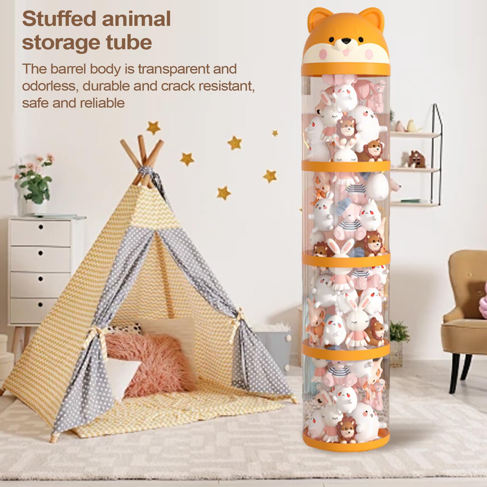 Stofftier Aufbewahrung Plüschtiere Aufbewahrungsorganizer Turm | Große Kapazität Süßer Turm Mit Rädern, Stofftier-Halter Wohnaccessoire Organisation für Kinderzimmer und Babyzimmer