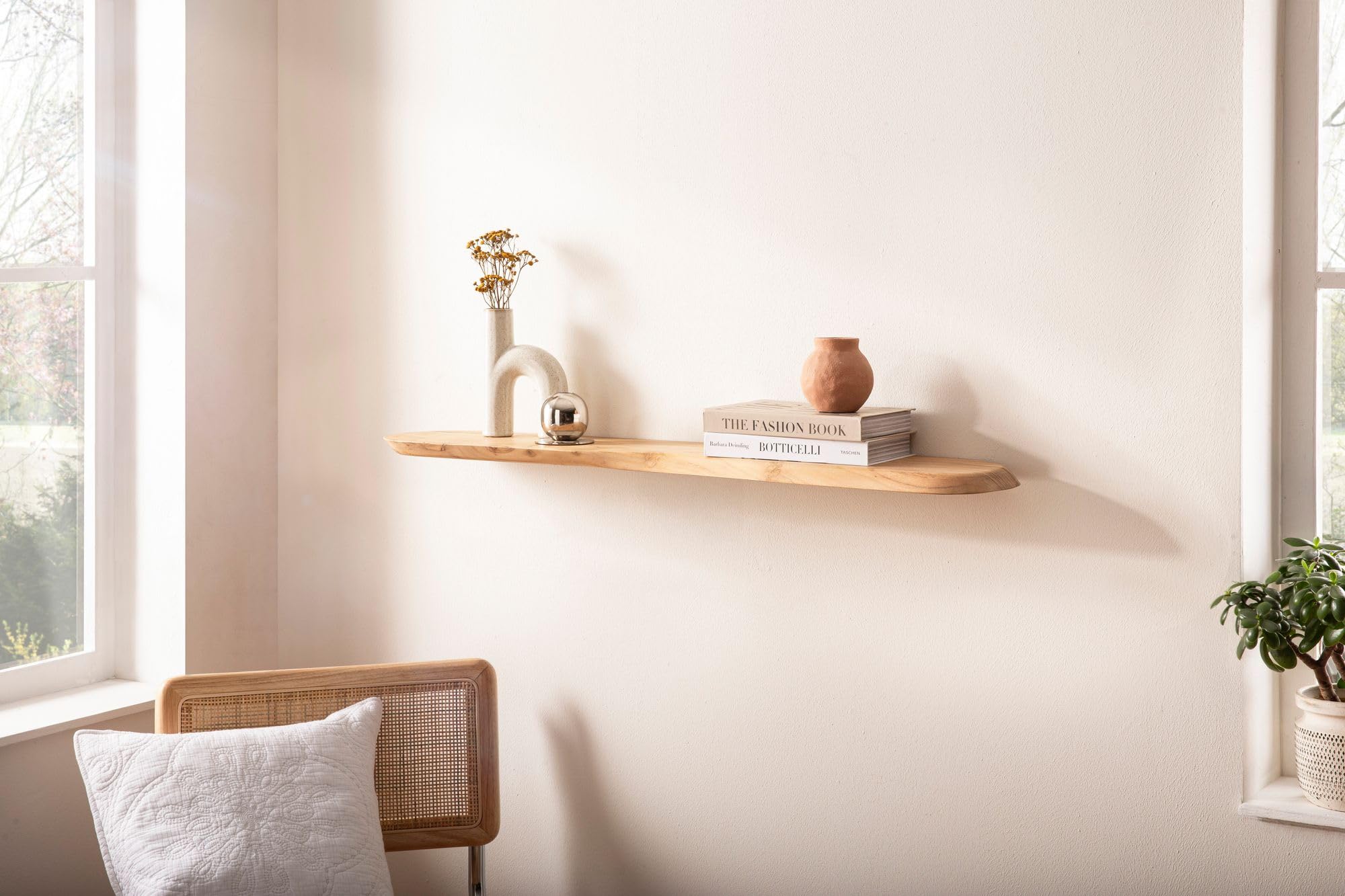 WOHNLING Étagère Murale 120 cm Acacia Massif, Étagère Flottante Organique