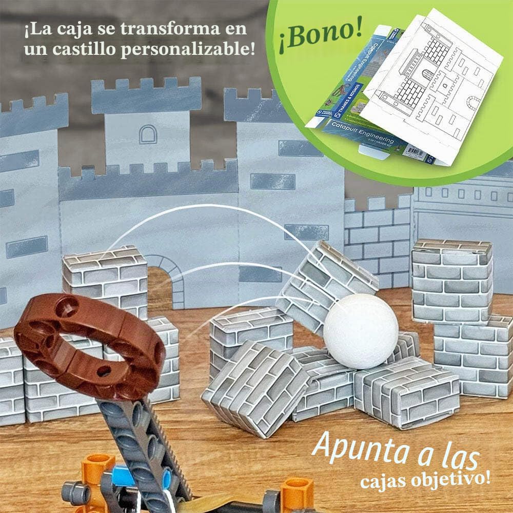 Thames & Kosmos Catapult Engineering Stem Maker Kit, construye 6 Modelos de máquinas Medievales únicas, explora la física mecánica, Incluye Bolas de Espuma seguras y proyectiles de Punta Suave,