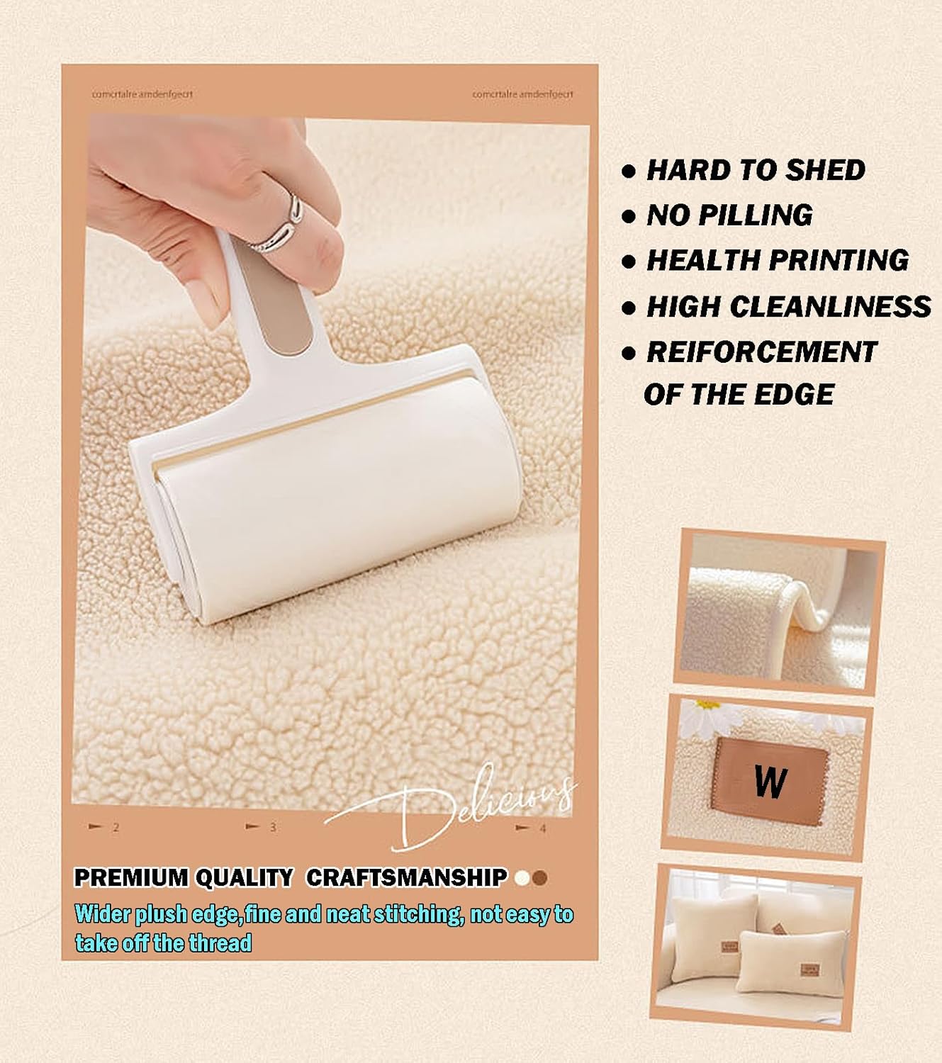 WJXBoos Fleece Couch Covers,Thick Plush Sofa Covers,Keep Warm Winter Non Slip Super Soft Sectional Couch Cover Fuzzy Furry Furniture Protector (Beige,28"x47")