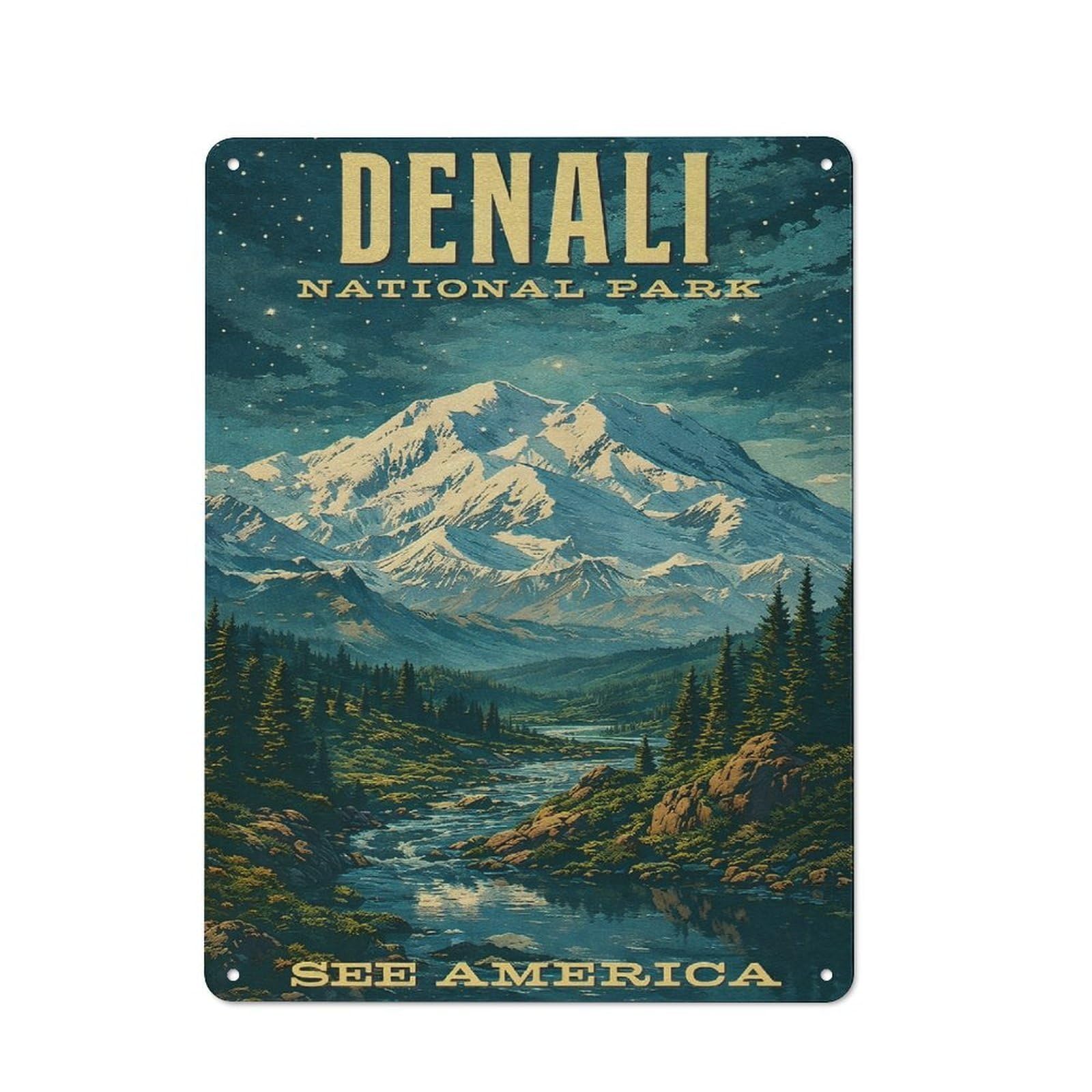 Junmoney Style-21 For Hobby Room Or Studio, Denali National Park Vintage Retro Metal Sign 40X30cm, A Decorative Gift For A Newly Furnished Hobby Room And Studio