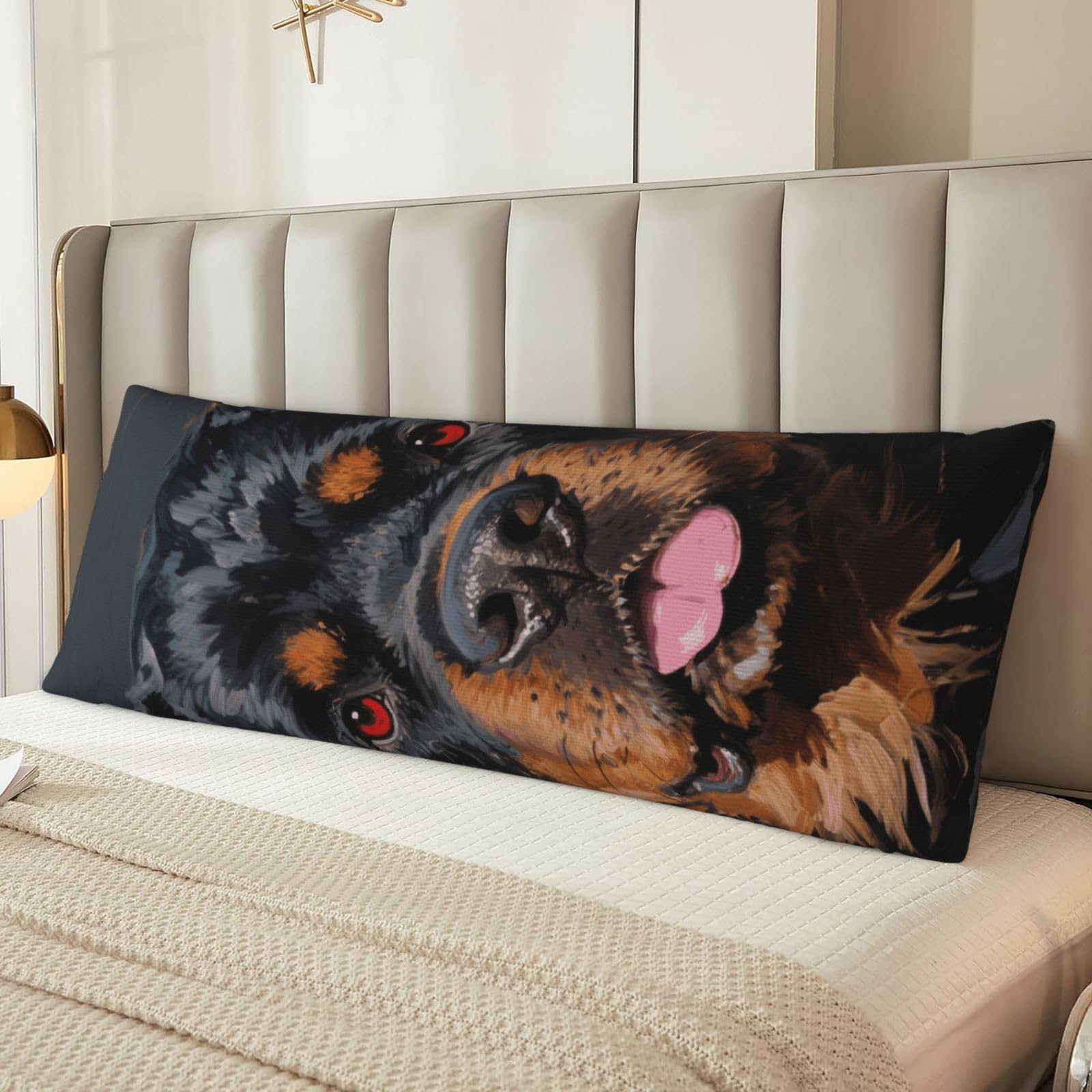 Cool Rottweiler Dog Art Body Pillow Cover with Hidden Zipper 54"X20",Ultra Soft Microfiber Long Pillow Case Decorative Bedding Pillowcase Cushion Cover Cases for Bedroom Couch Sofa,Home Gifts