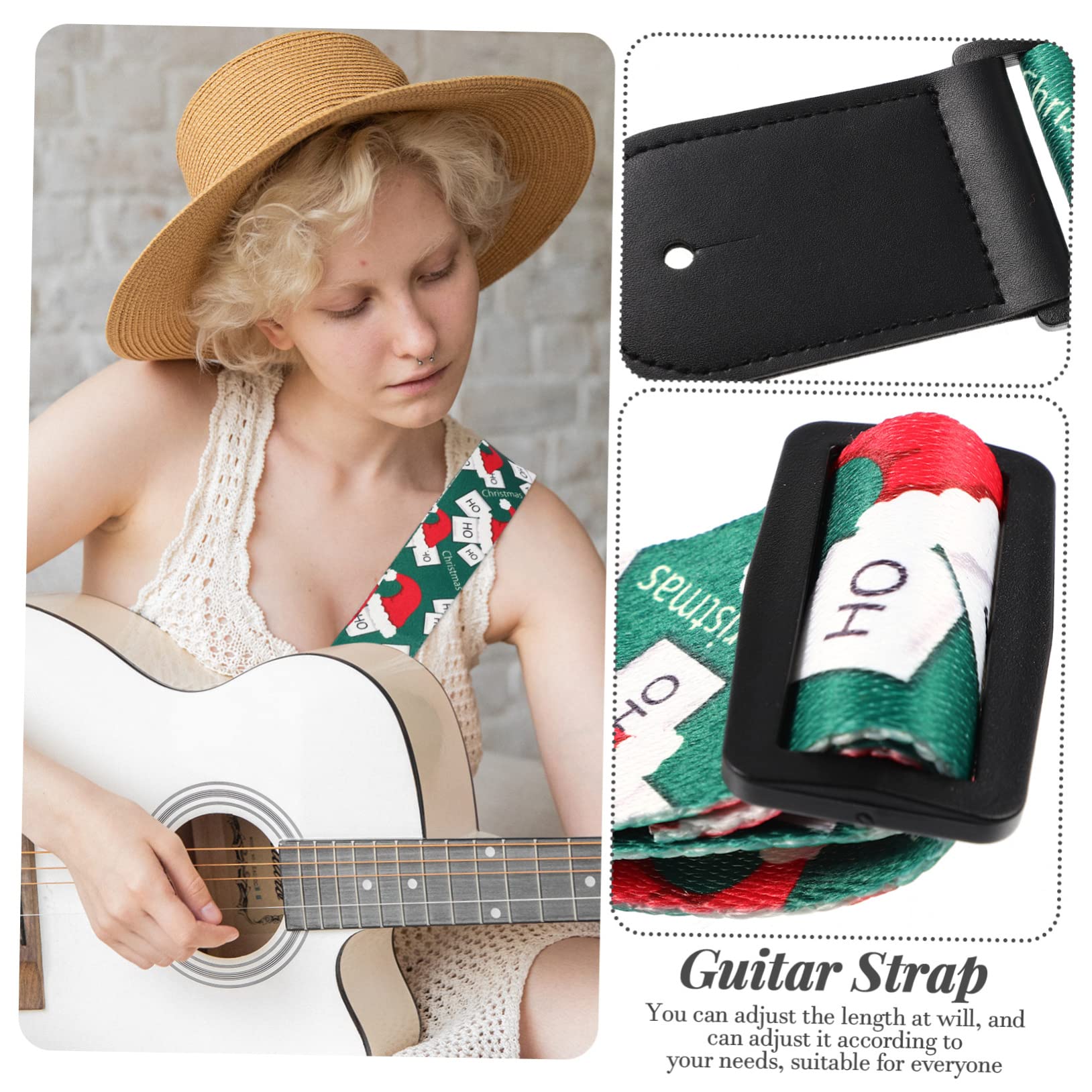ibasenice 5piezas Correa De Guitarra Ajustable Diseño Navideño Strap Para Ukelele y Guitarra Eléctrica De Cumpleaños Accesorio Práctico