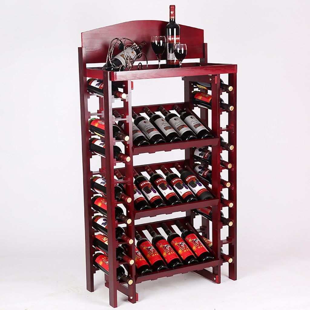 Solid wood wine rack Stand wine rack Multi-layer creative wine display rack Vertical solid wood wine rack Large capacity can hang red wine decoration rack (Size: 130*73*35cm) ( Color : A )