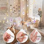 200 Pcs Crystal Suncatcher Hanging Sun Catcher Kits for Adults Colorful Crystals Suncatchers Prisms with Chain Pendant Ornament Suncatchers DIY Crafts for Window Home Office Garden Decoration (Gold)