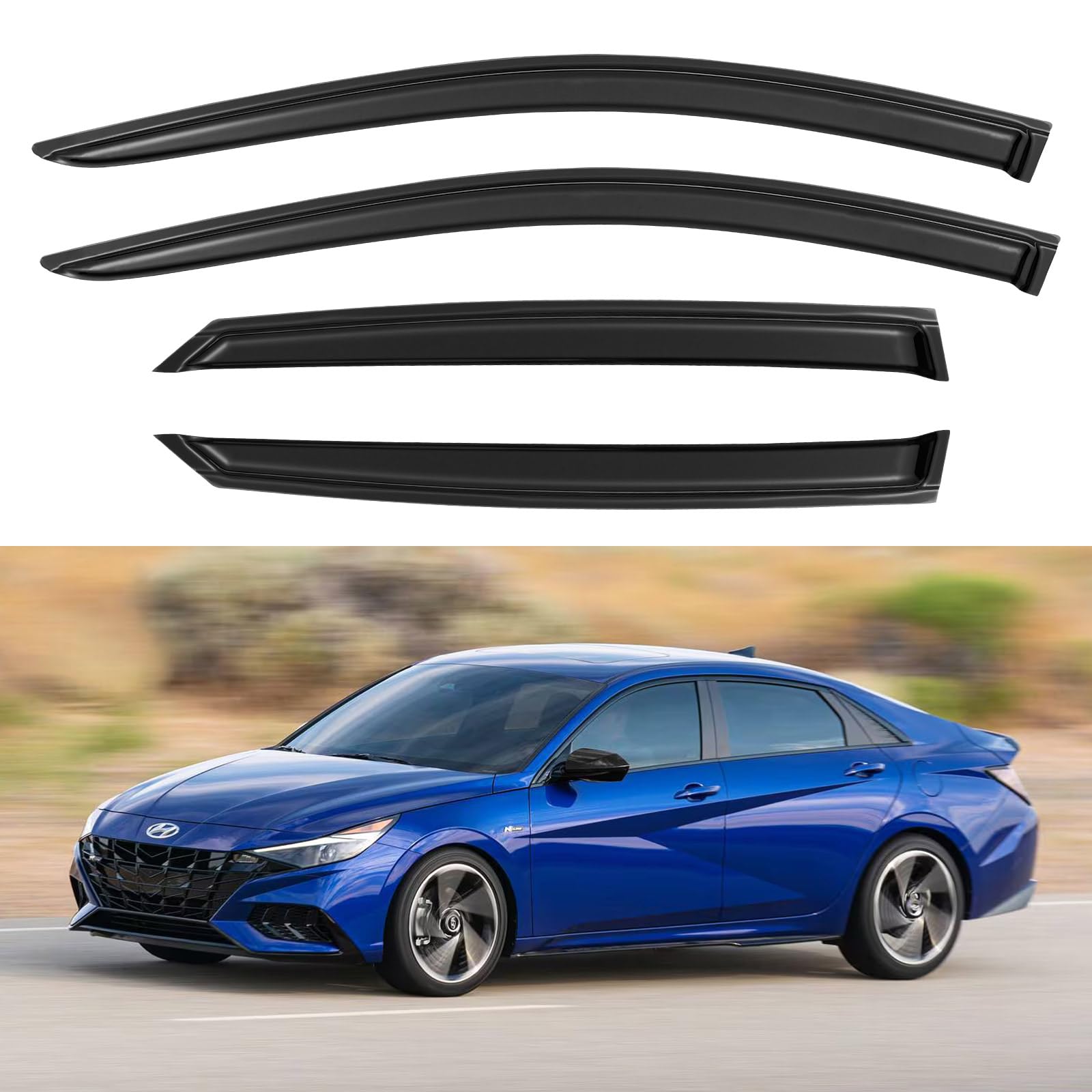 Window Visors Rain Guards Shield for 2021 2022 2023 2024 2025 2026 Hyundai Elantra, Out-Channel Window Vent Wind Deflectors Visors Shades for 21-26 Elantra