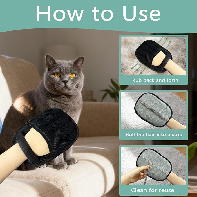 Guantes reutilizables electrostáticos para pelo de mascota 2-pack miniatura 3
