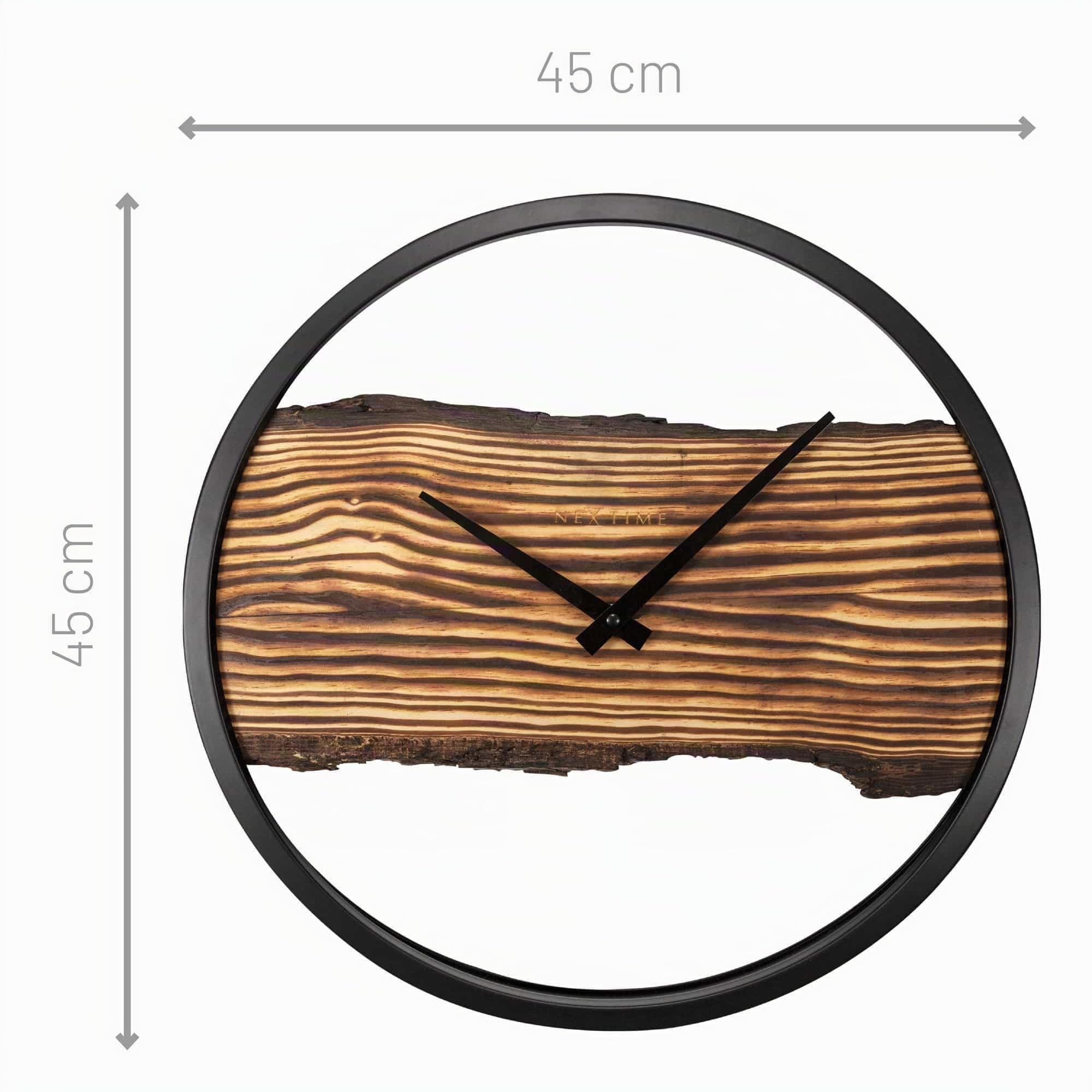 Holzuhr - kein Cuttergeräusch! - 30 cm - Holz/Metall - Wald - NeXtime