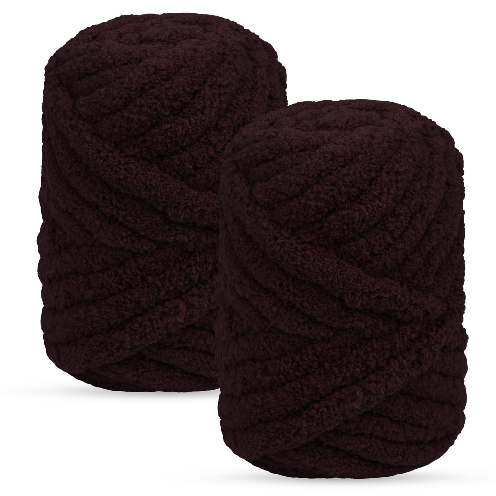 Uiopa Arm Knitting Yarn, 2 x 240g Jumbo Fluffy Chunky Yarn for Crochet, Hand Knitting Chunky Wool for Blankets, Cushions, Hats, Home Decor, DIY Crafts (Coffee)