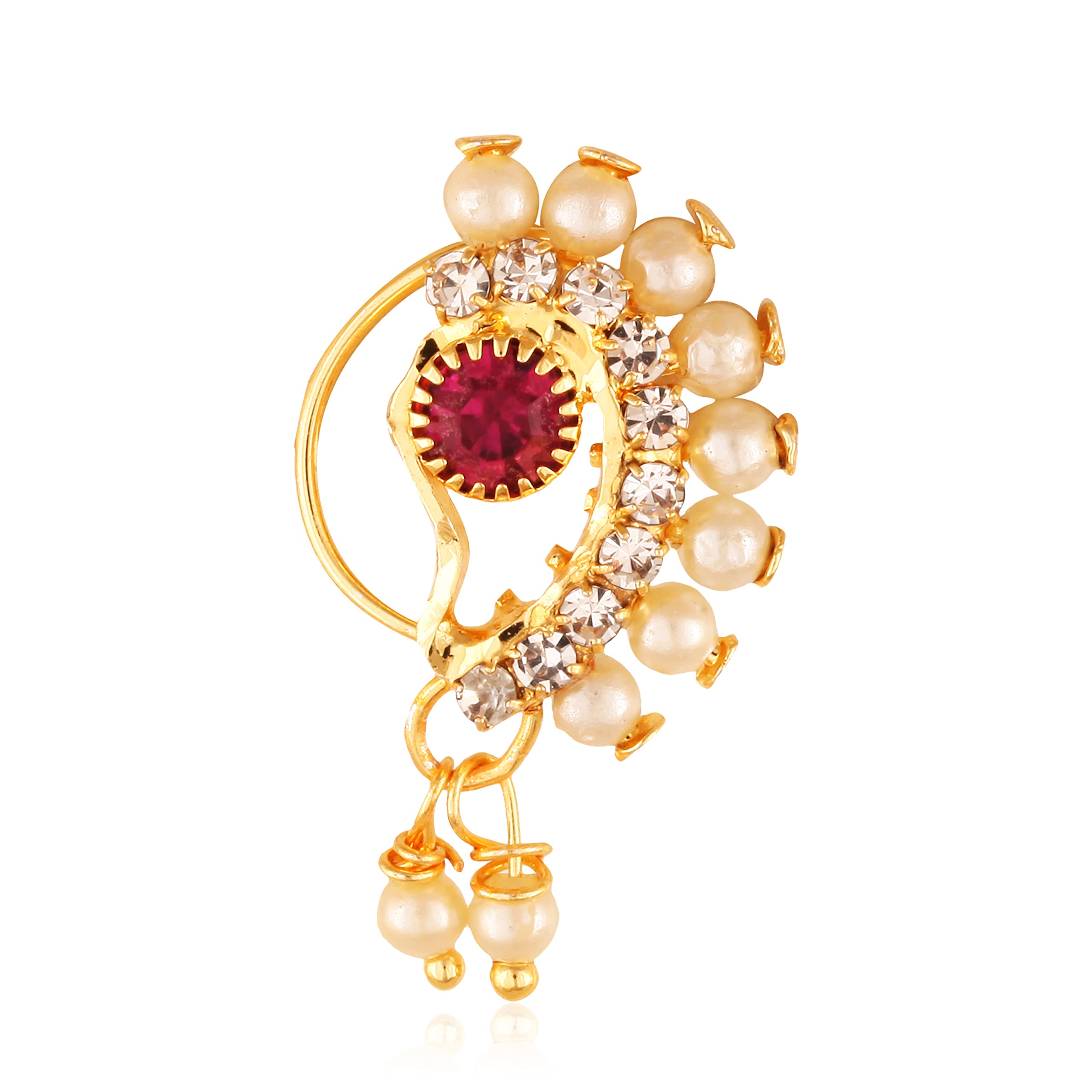 Vighnaharta Gold Plated with Peals Alloy and CZ stone Non Piercing Maharashtrian Nath Nathiya./ Nose Pin valentine day gift valentineday gift for her gift for him gift for women gift for women {VFJ1105NTH-Press } (B09WKJHSS6) Amazon Price History, Amazon Price Tracker