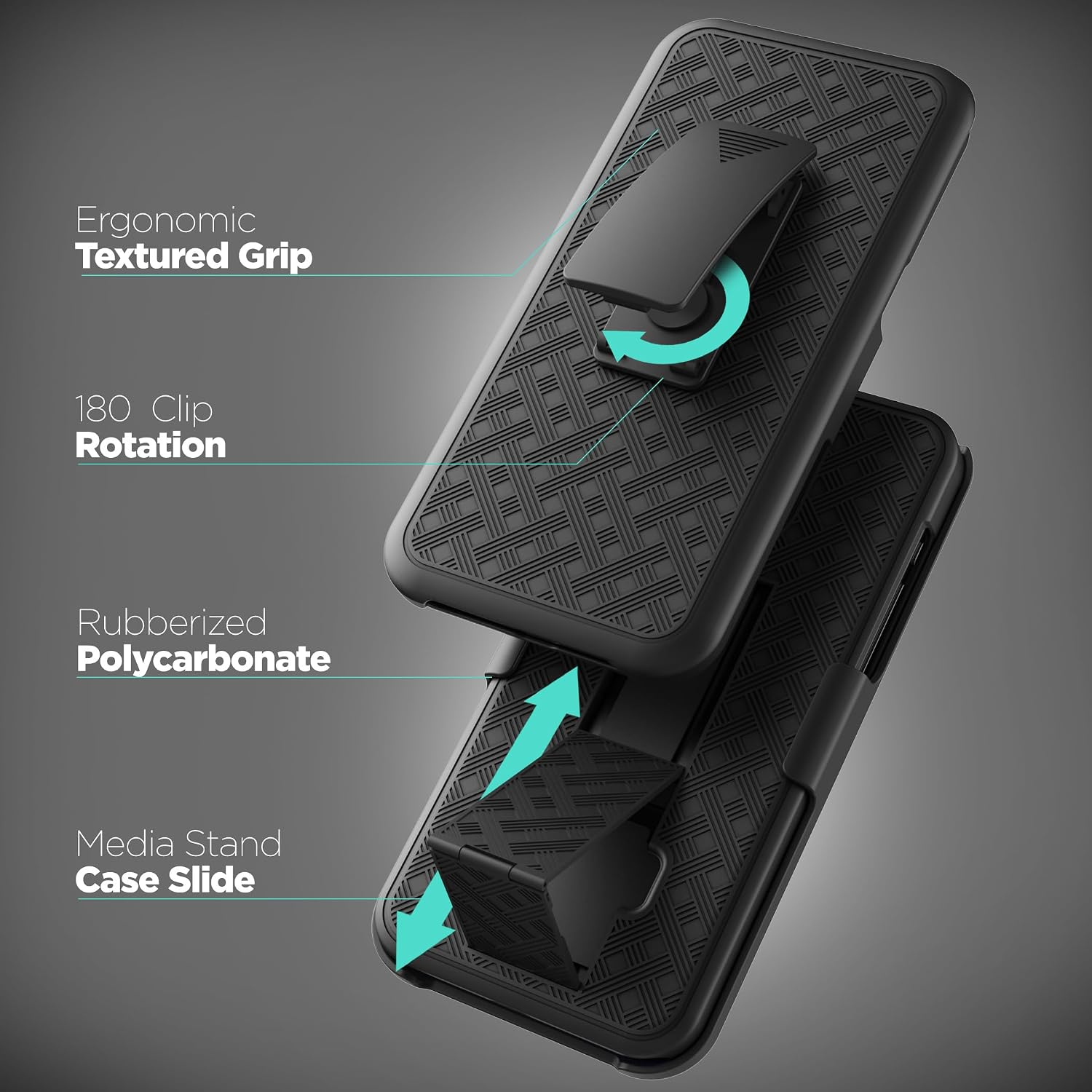 Galvanox Holster Designed for iPhone 15 Pro Max Case with Belt Clip (2023) Ultra Durable PC Hard Cover Combo Shell (Black)