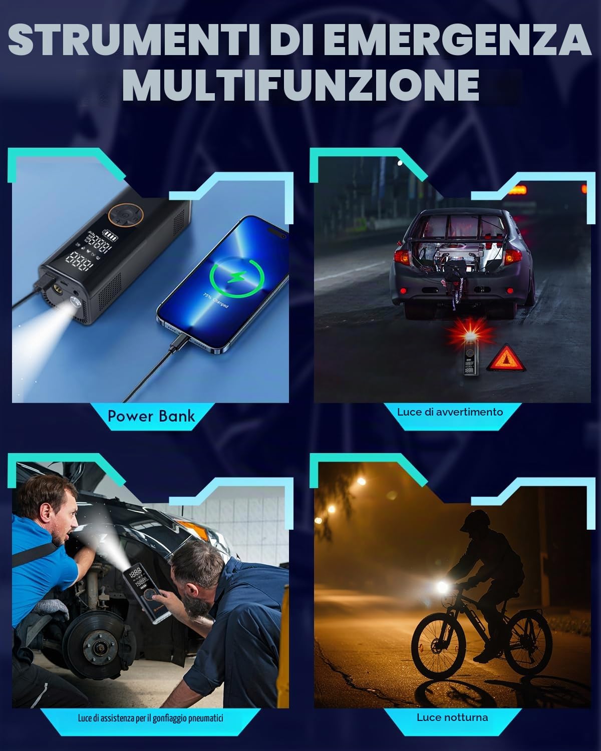 Sehawei Compressore Aria Portatile Auto per Auto,Bici,Moto,Pallone