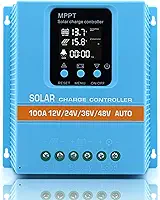 ELUSH Controlador de Carga Solar Mppt de 100A Atualizado, 12V 24V 36V 48V, com Display Lcd, Regulador Inteligente para Baterias de Chumbo-Ácido E Lítio, Entrada Máxima de 100V E Duas Portas Usb.