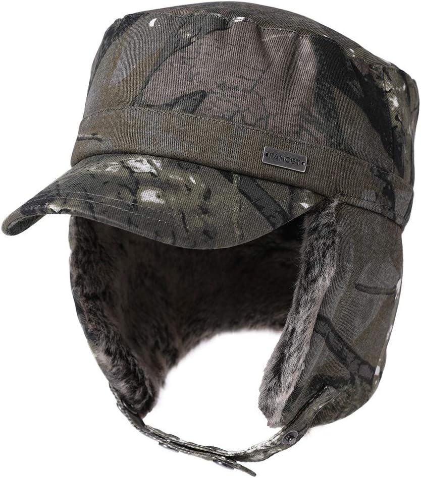 TOP-EX Oversized XL/XXL Unisex Winter Trapper Military Hat Faux Fur Earflaps Baseball Cap Quilted Lined