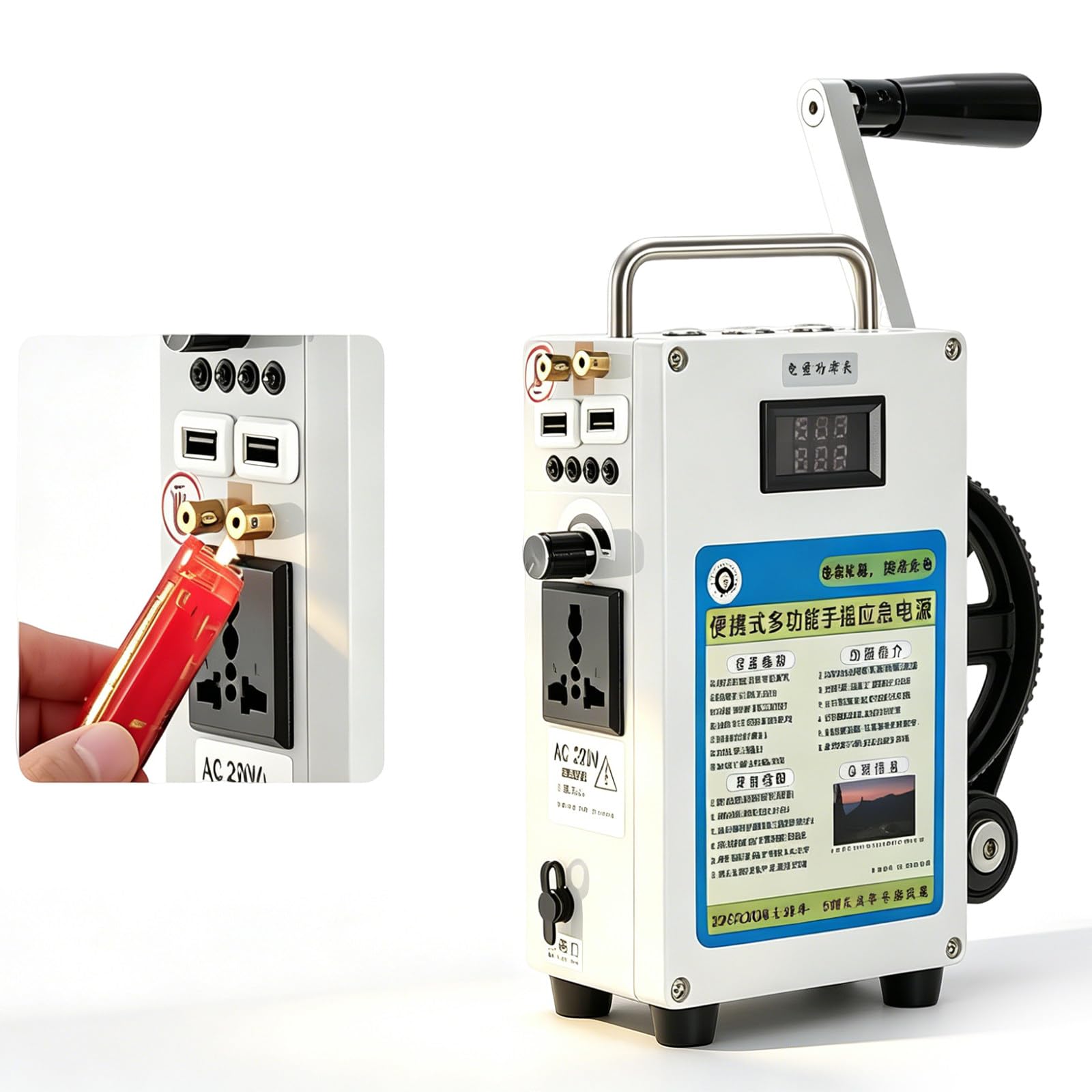 Emergency Hand Generator 27000mAh Power Bank with LED Display