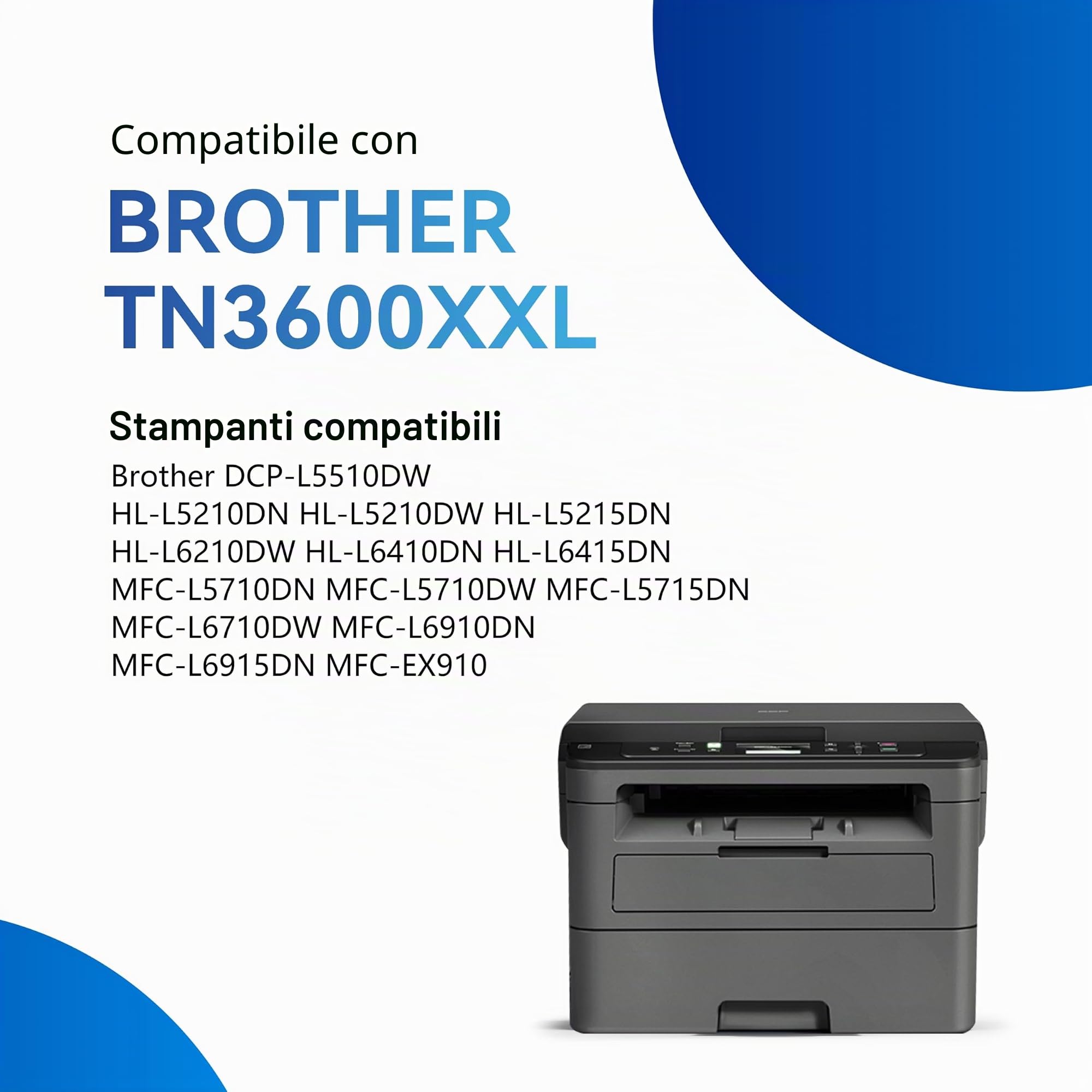 TN3600XXL Toner compatibile per Brother TN-3600XXL Toner Nero per HL-L5210DN L5210DW L6210DW L6410DN DCP-L5510DW MFC-L5710DN L5710DW L6710DW L6910DN EX910