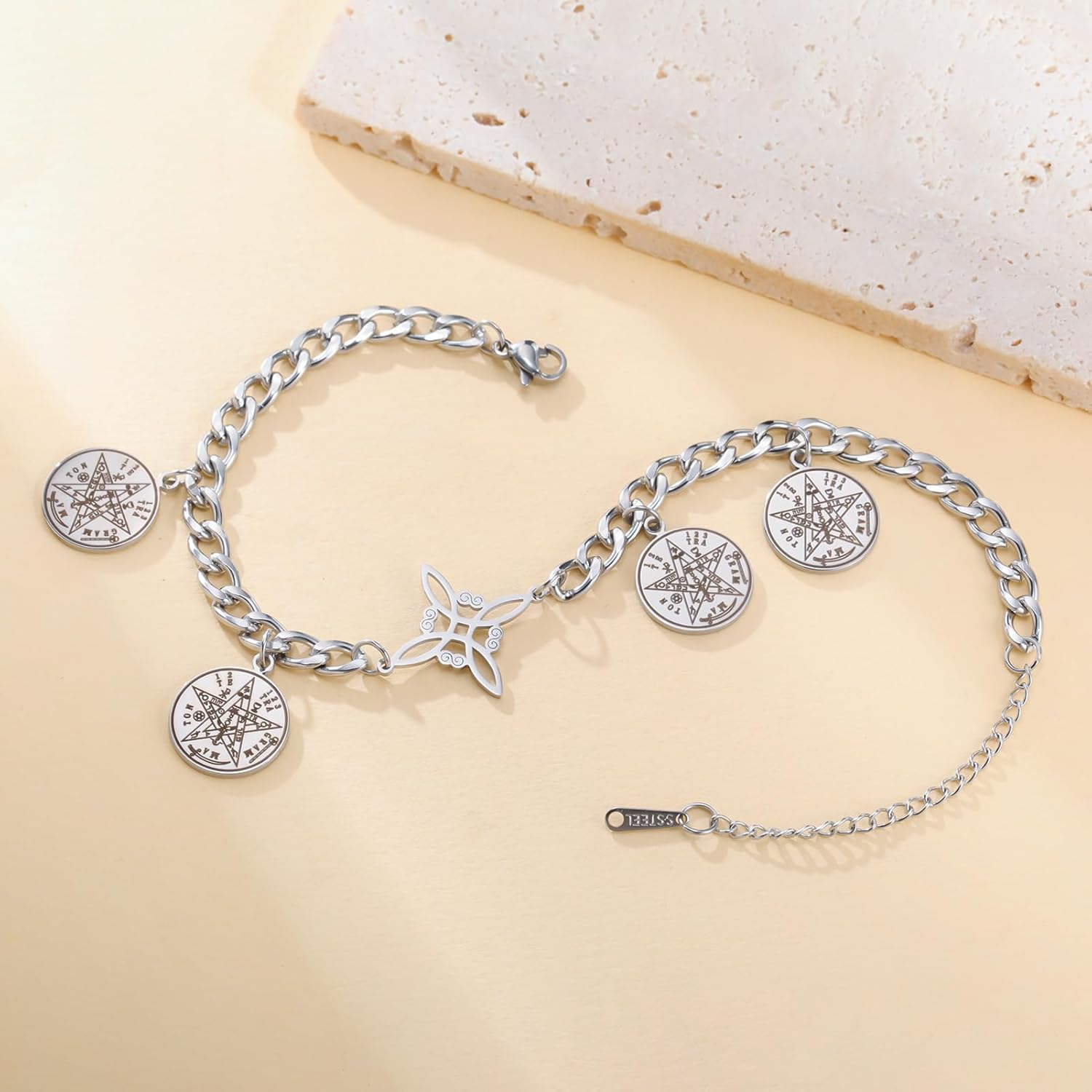 Dreamtimes Witches Knot Bracelet Tetragrammaton Pentagram Bracelet Stainless Steel Celtic Knot Bracelets for Women Men Protection Jewelry Witch Amulet and Talisman - Image 4