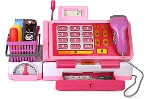 Playkidz Interactive Toy Cash Register - Pink for Girls &amp; Boys