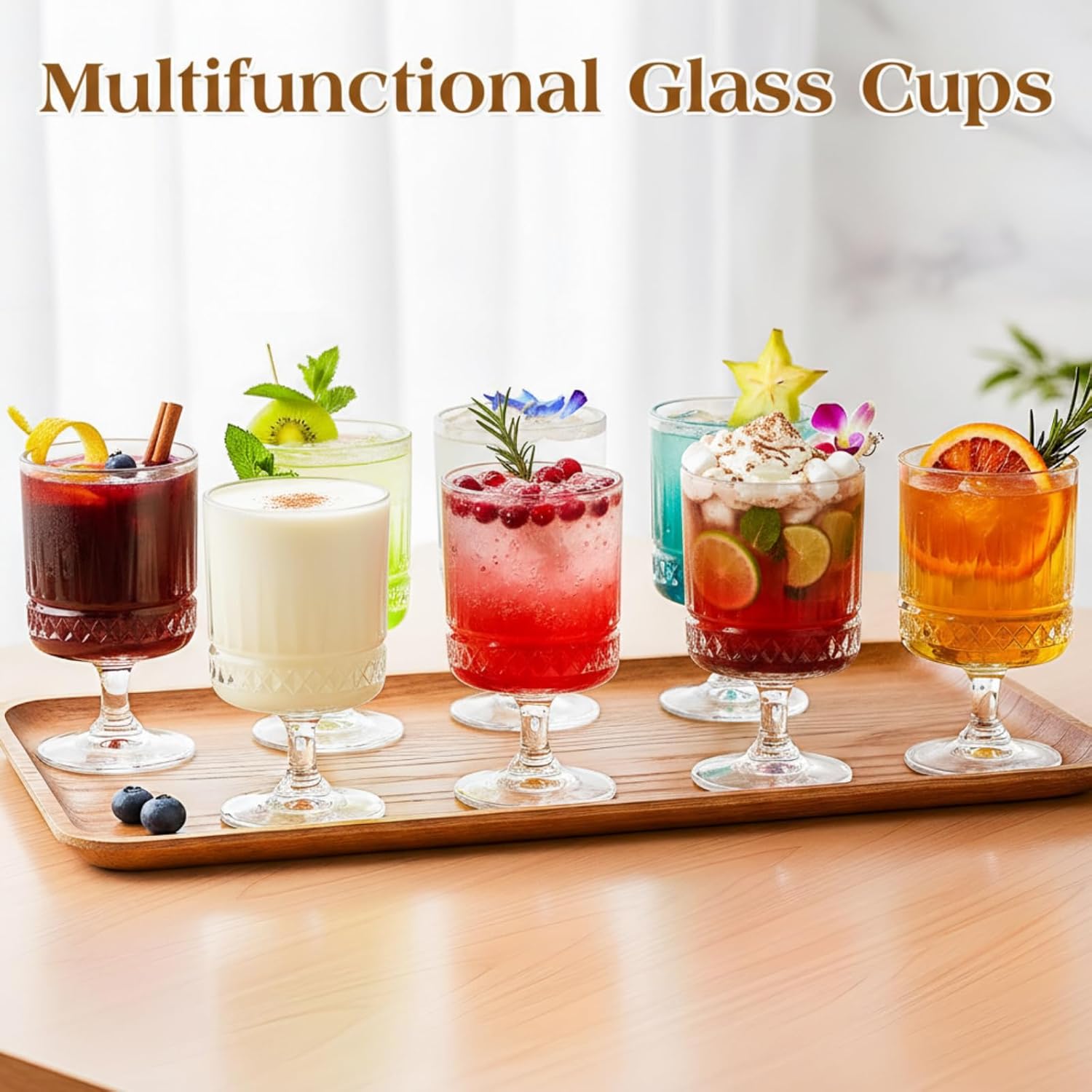 Mini Vintage Goblet Glasses Set, 7.5 oz Small Plastic Water Goblets Unbreakable Clear Wine Cups Bulk Cocktail Glasses for Wedding Dining Birthday Guest Gift(48 Pcs,Rhombus) - Image 5