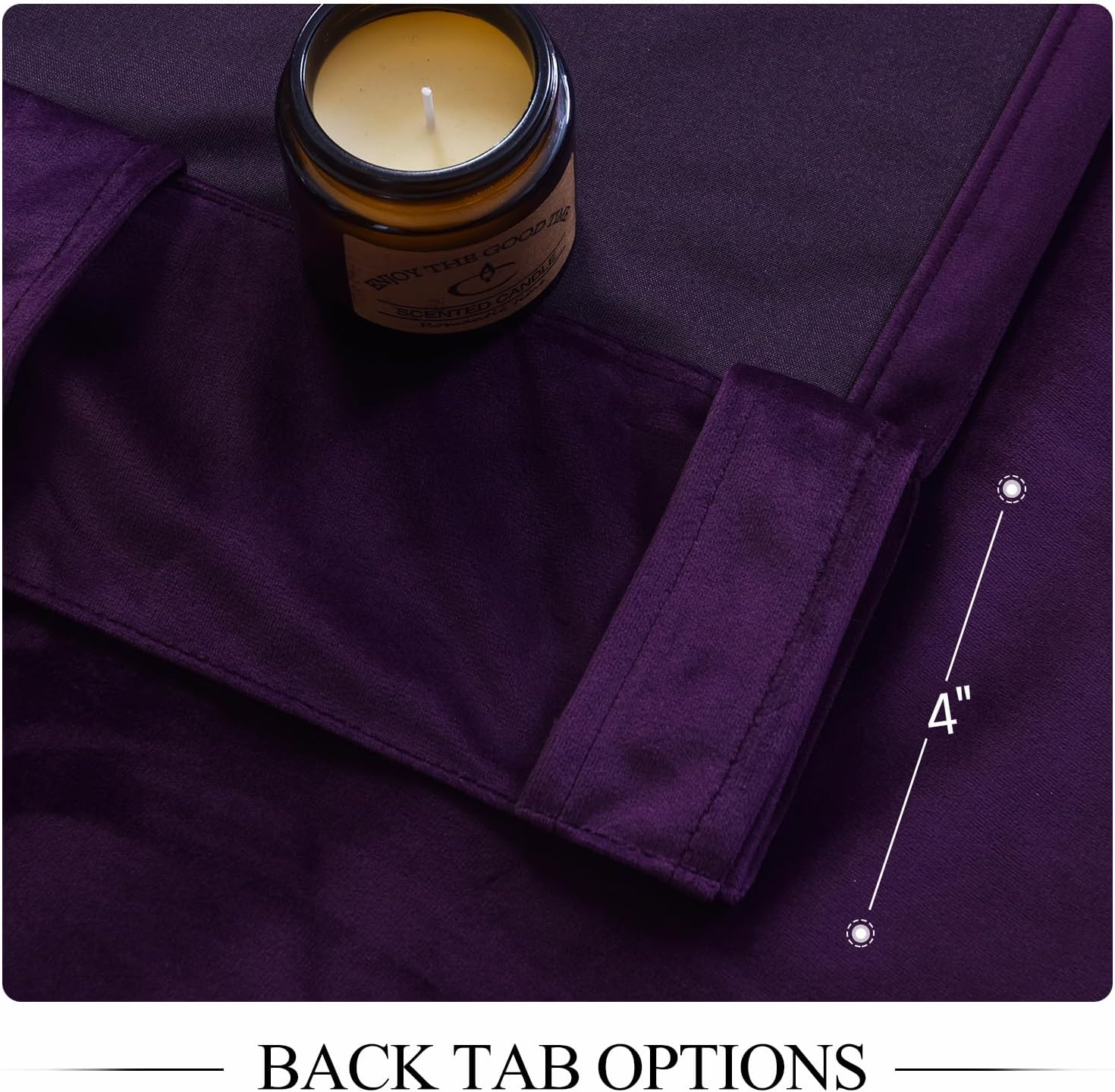 Roslynwood Luxury Soft Deep Purple Velvet Curtains 84 inches Long Back Tab Thermal Insulated Blackout Window Drapes for Living Room/Bedroom/Dining Room, W52 x L84, 2 Panels