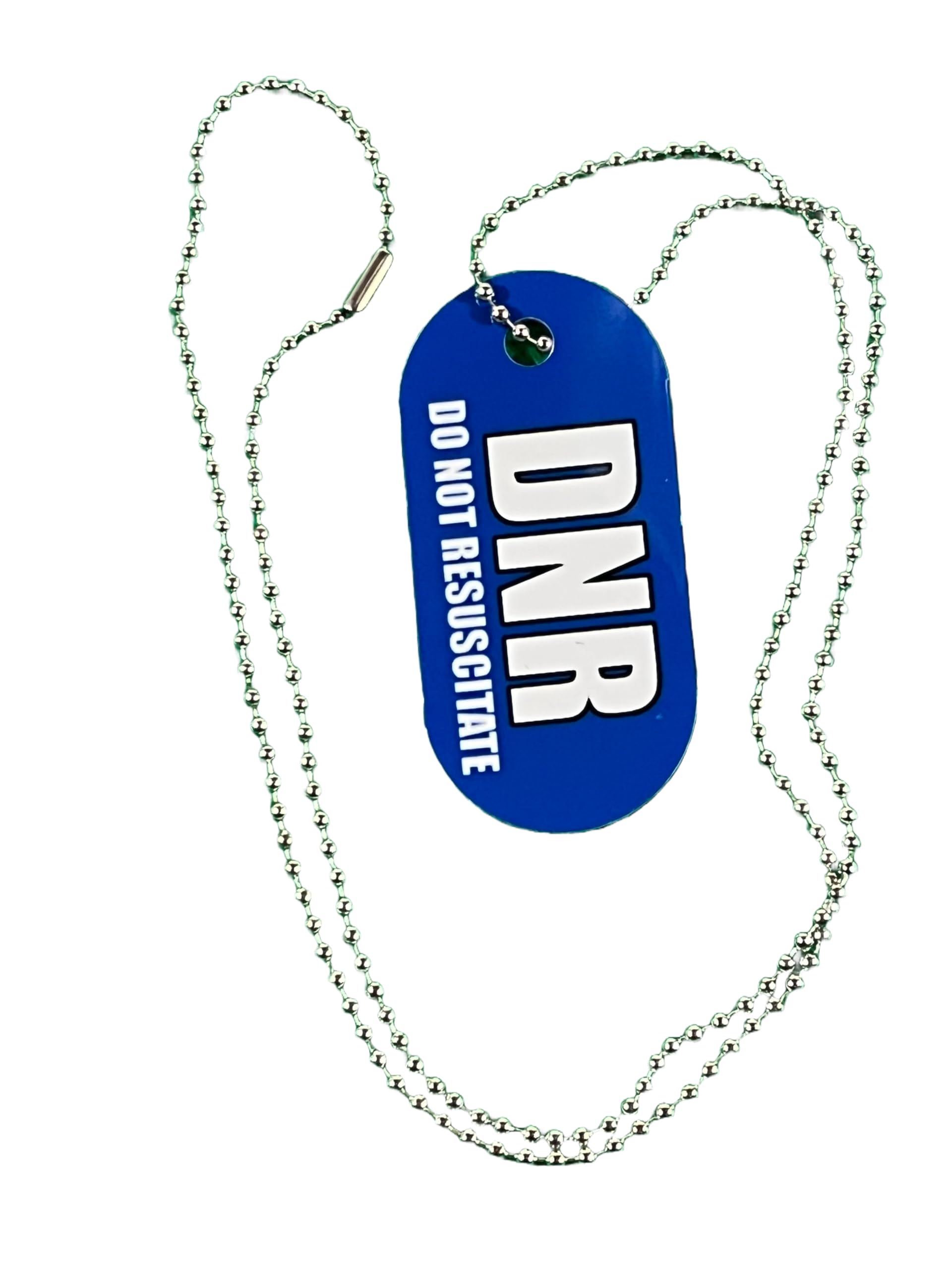DNR Necklace Medical Alert Do Not Resuscitate Aluminum Metal Dog Tag Style With Chain