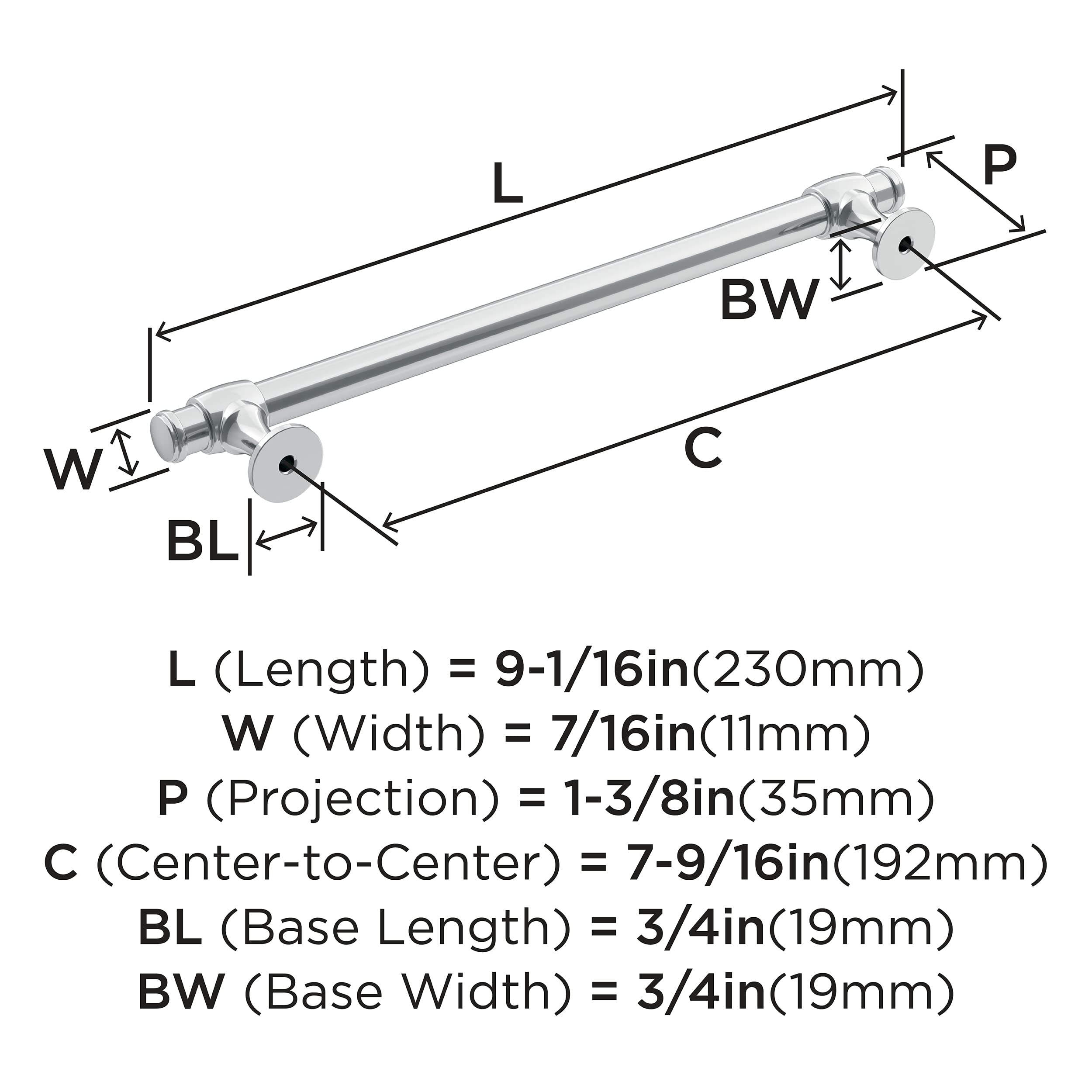 Amerock, Polished Chrome, 7-9/16 in. Center-to-Center - Image 4