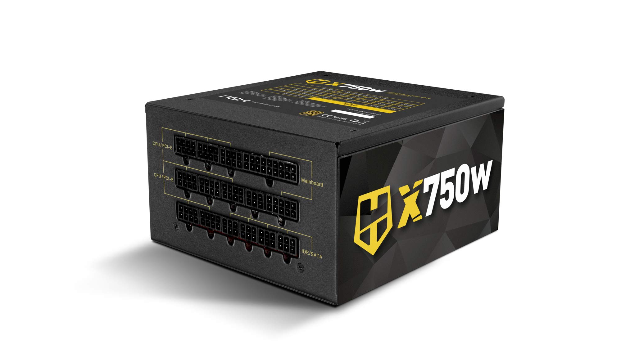 NOX HUMMER X 750W 80 Plus Gold - ATX12V v2x31-Netzteil, extrem leiser 120-mm-Lüfter, zertifizierte japanische Elektrolytkondensatoren, schwarze Farbe