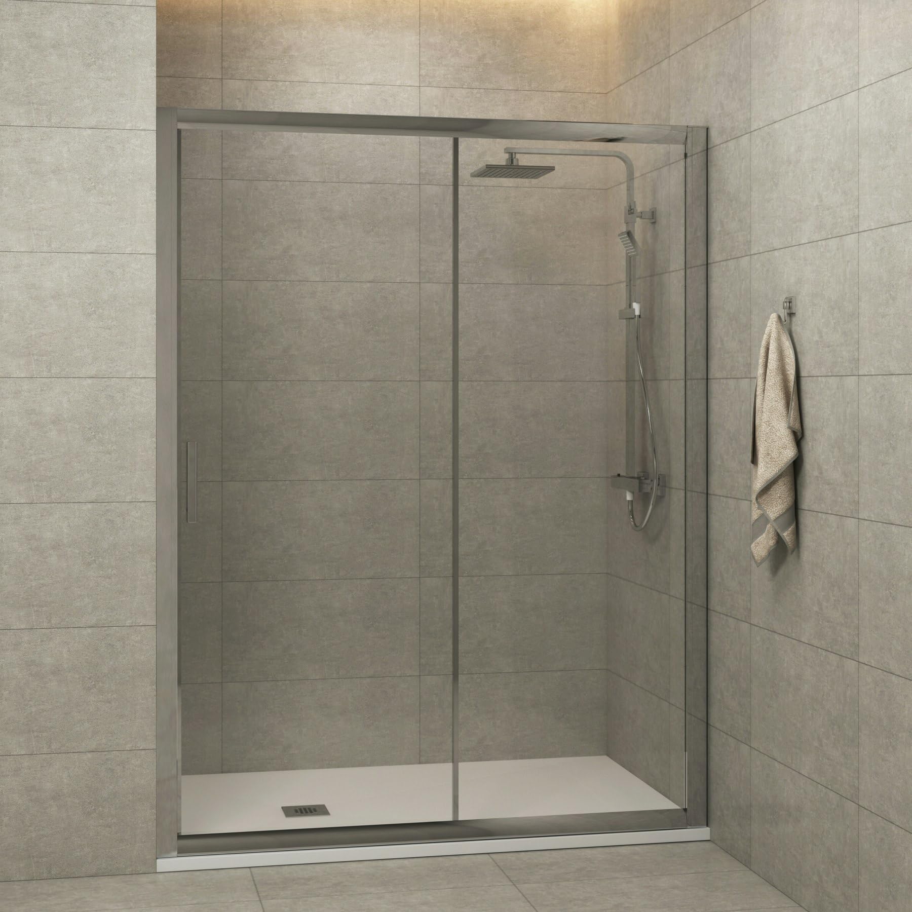 Royal Bathrooms1700mm Sliding Shower Door 6mm Safety Tempered Glass Reversible Chrome