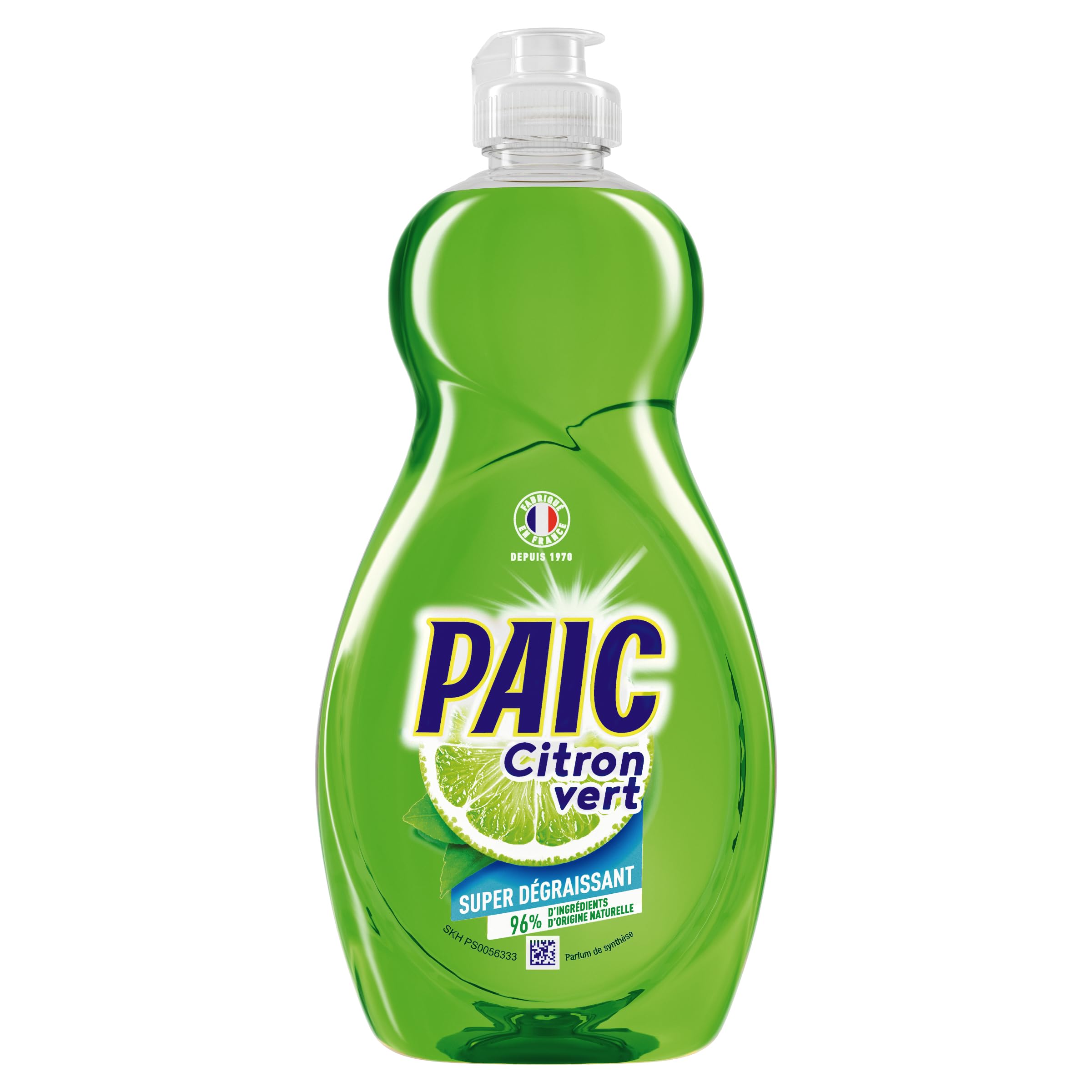 PAIC - Liquide vaisselle format Mini Parfum Citron Vert- pratique et compact - efficacité dégraissante - 500ml - LOT de 12