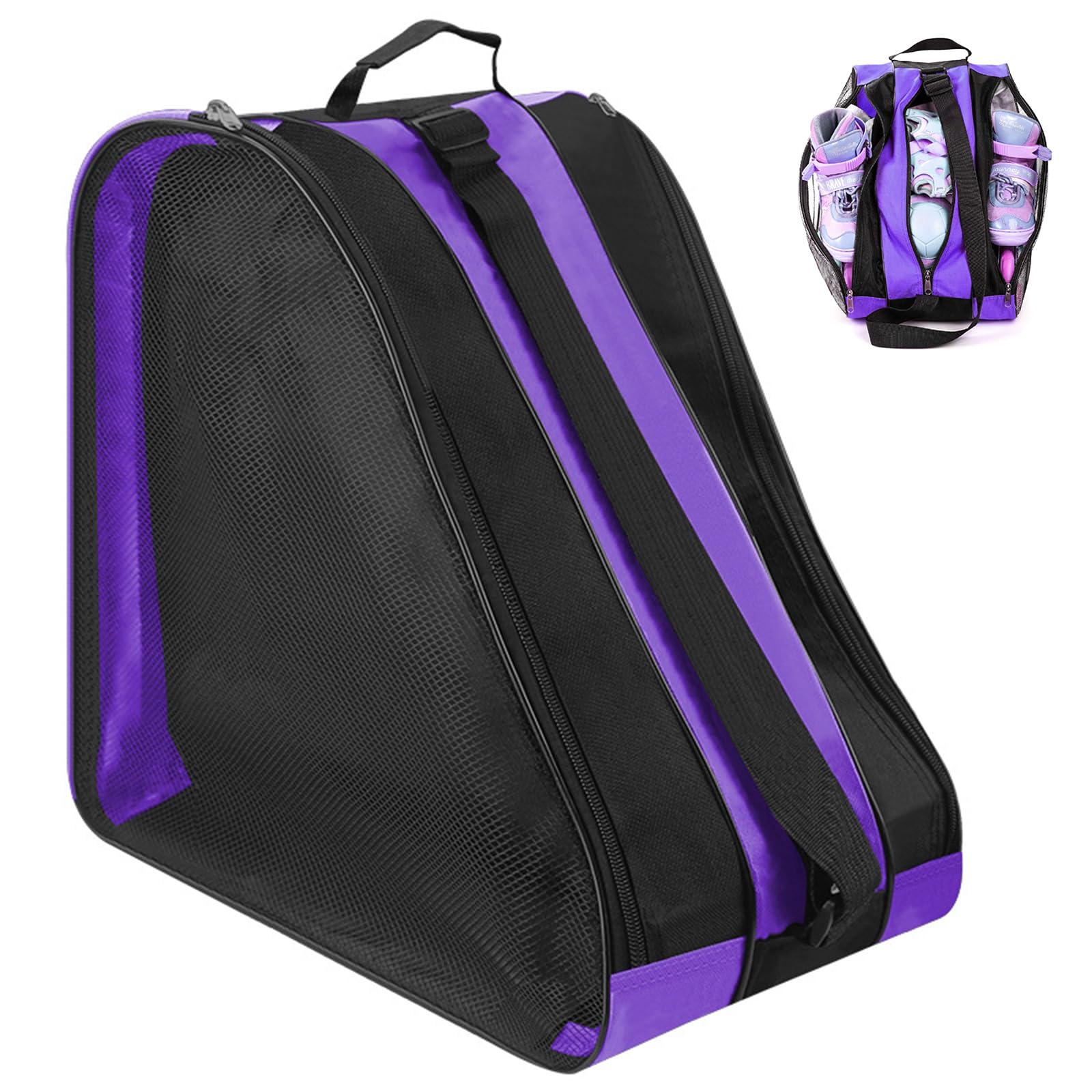 Borsa per pattini a rotelle, unisex, per pattinaggio artistico, con tracolla regolabile e manico superiore, per donne e uomini (viola)