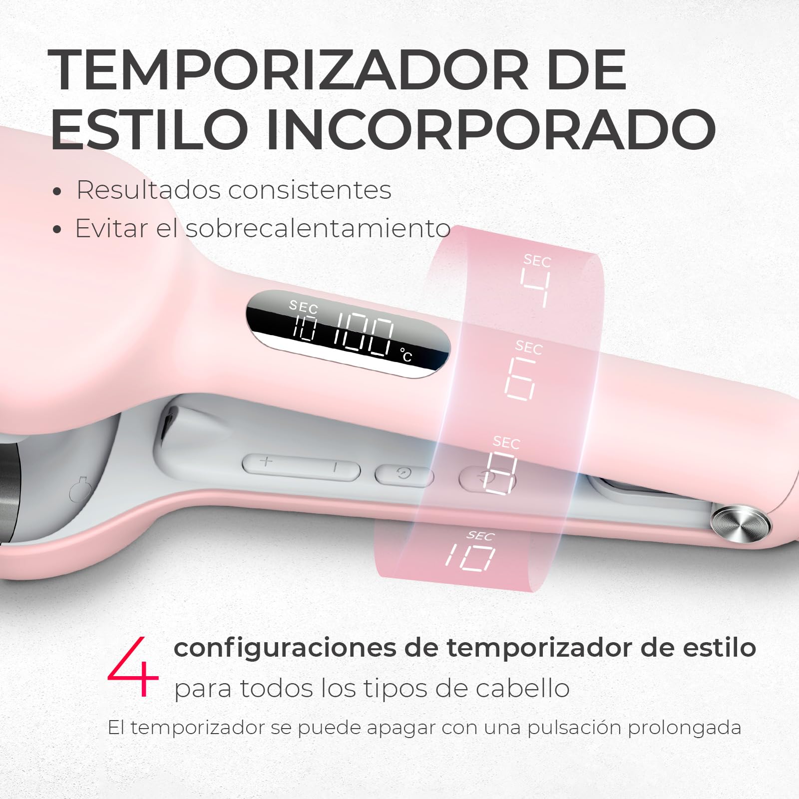 TYMO ROVY Rizador de Pelo Ondas, Beach Waves Plancha Ondas 32 mm para Grandes Rizos, Ideal para Principiantes, Rulos Ondulados Instantáneos, Ondulador de Pelo Iónico con 4 Temperaturas, Pantalla LED