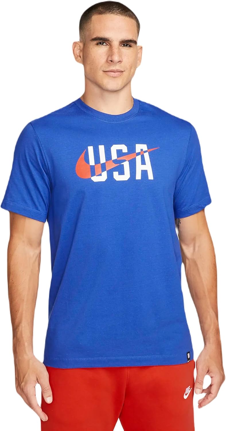 Nike Men U.S.A T-Shirt, Blue/White/Red, L Regular US